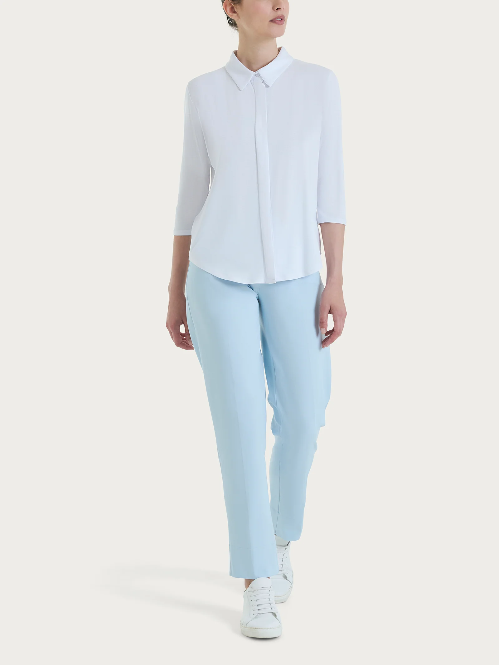 Camicia con manica 3/4 in Viscosa Summer - Bianco - Image 4