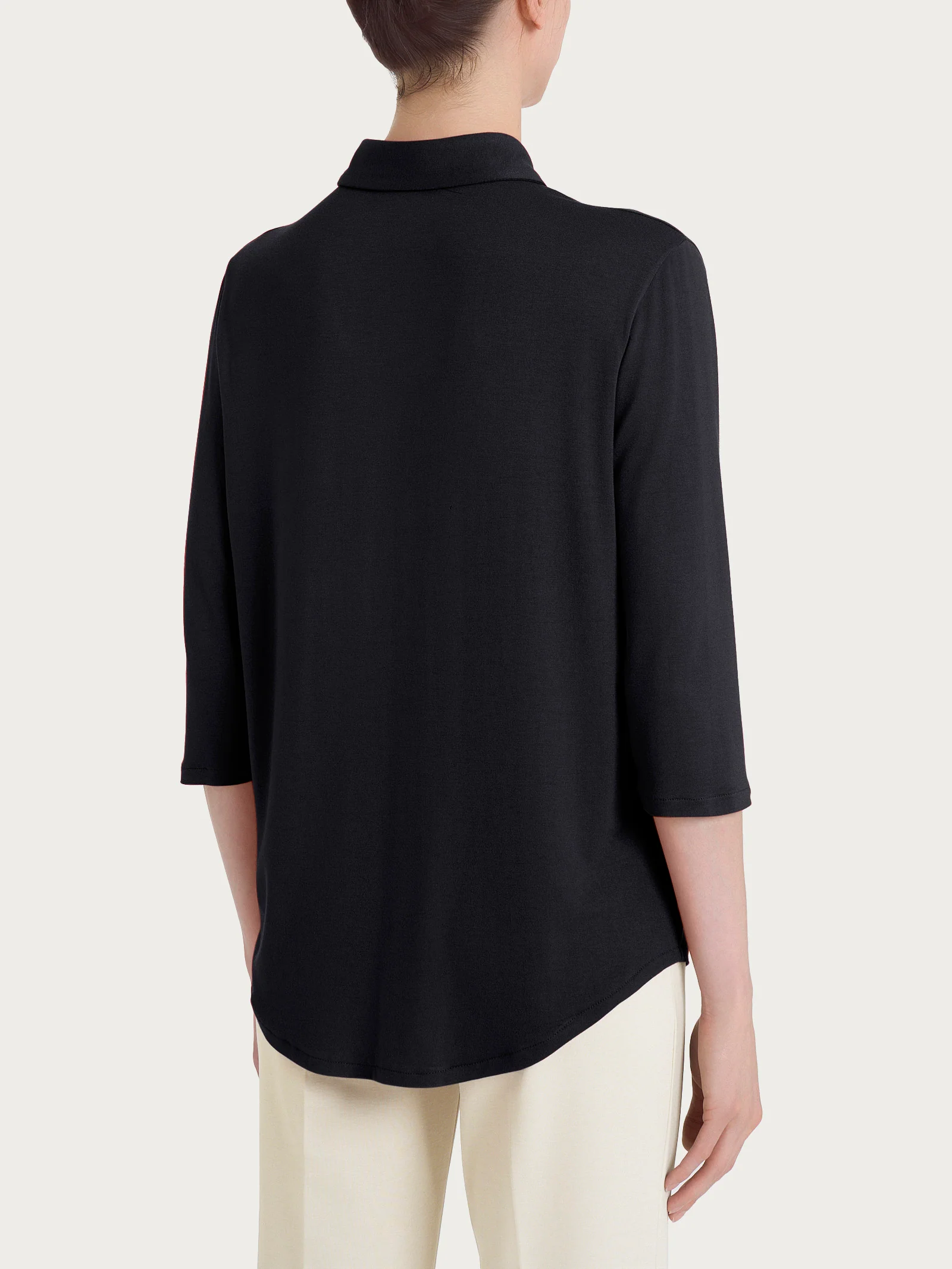 Camicia con manica 3/4 in Viscosa Summer - Nero - Image 2