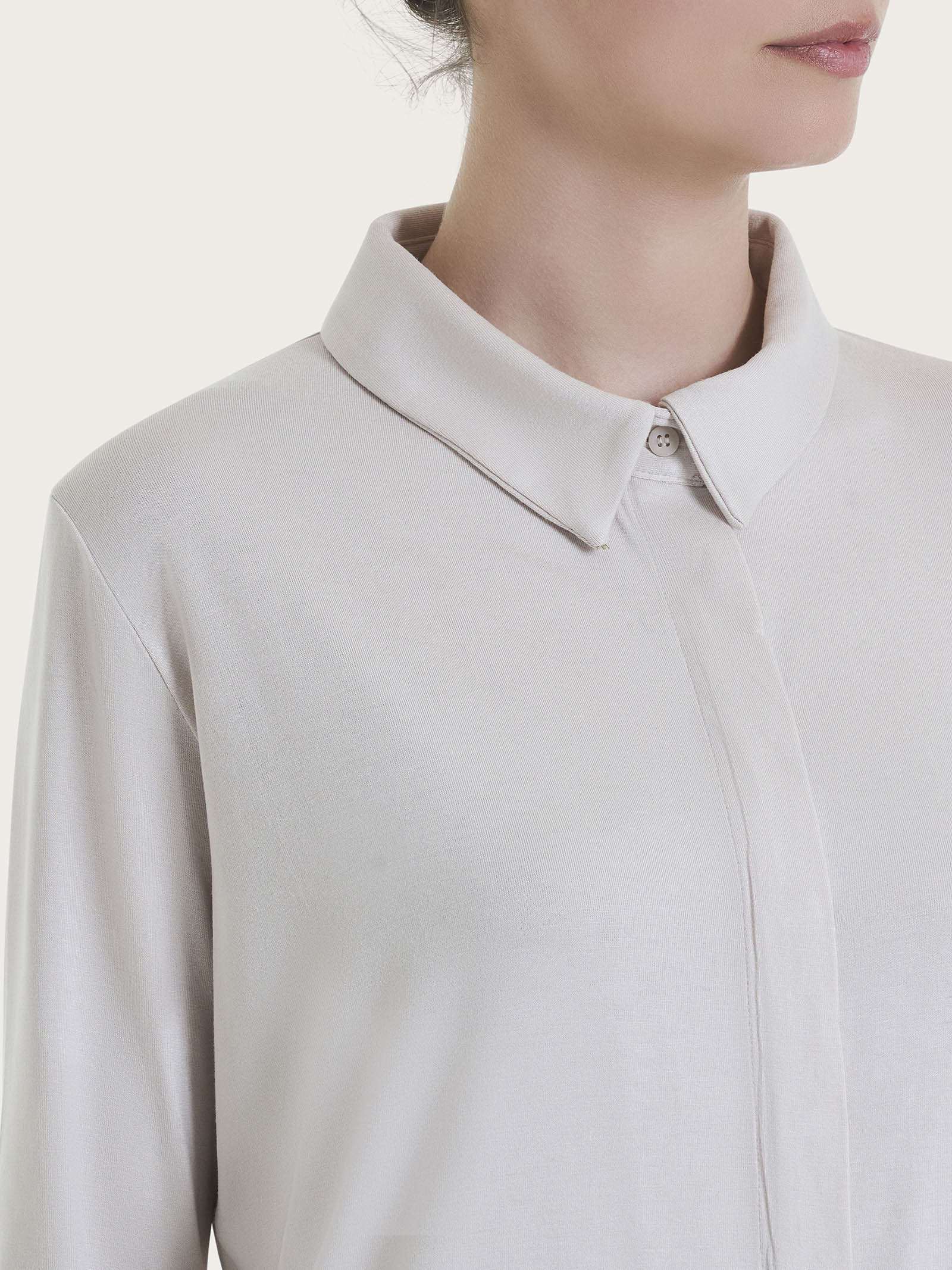 Camicia con manica 3/4 in Viscosa Summer - Champignon - Image 3