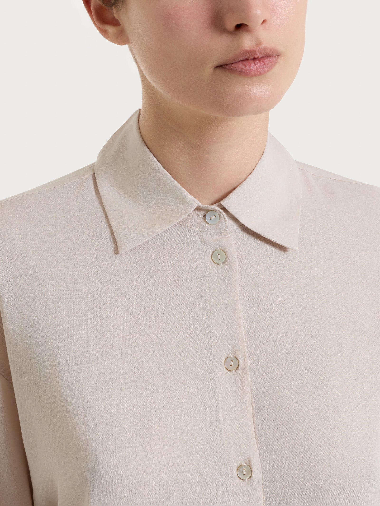 Camicia con manica 3/4 in Voile Stretch - Champignon - Image 4