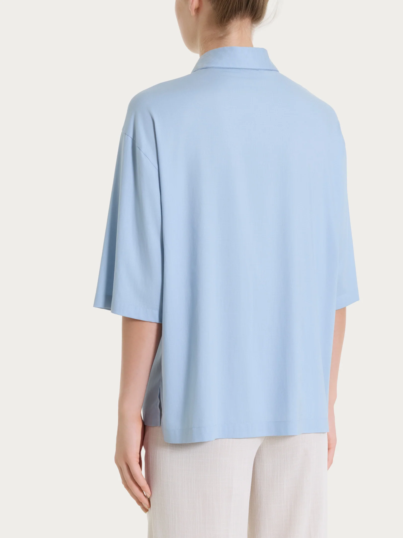 Camicia con manica 3/4 in Voile Stretch - Dusty Blue - Image 2