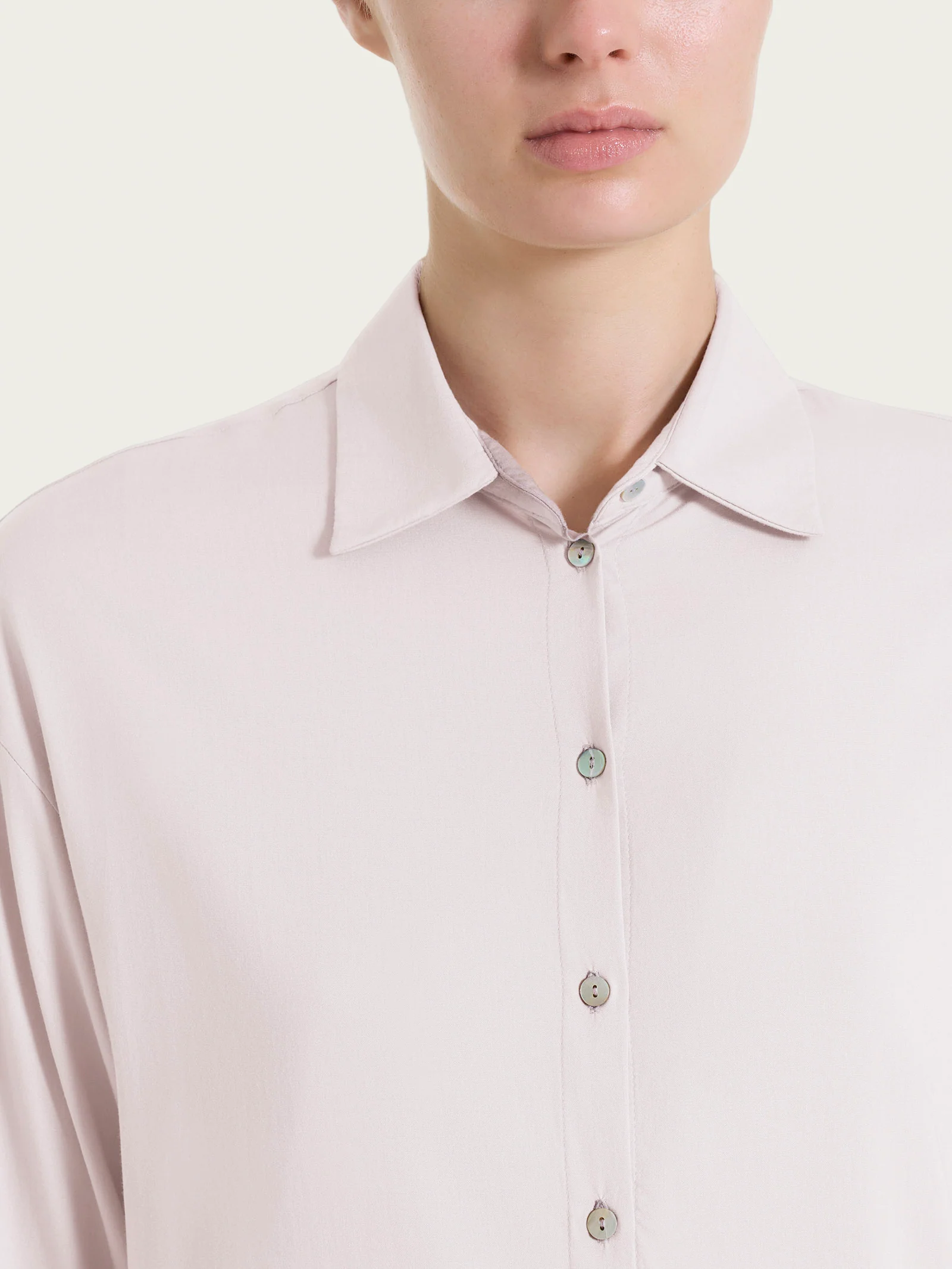 Camicia con manica 3/4 in Voile Stretch - Hushed Violet - Image 3