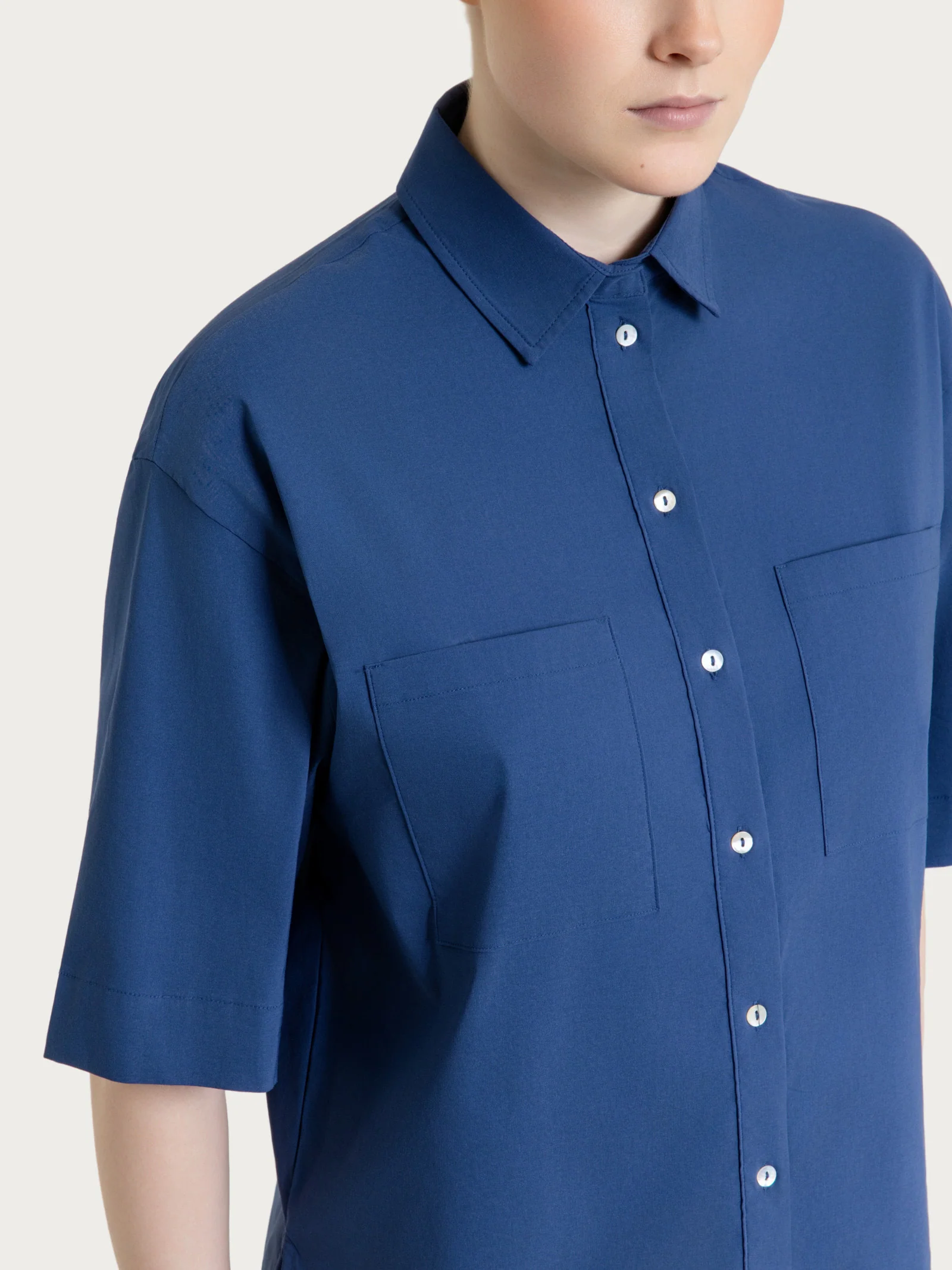 Camicia con manica corta in Super Fresh - Oceana - Image 3