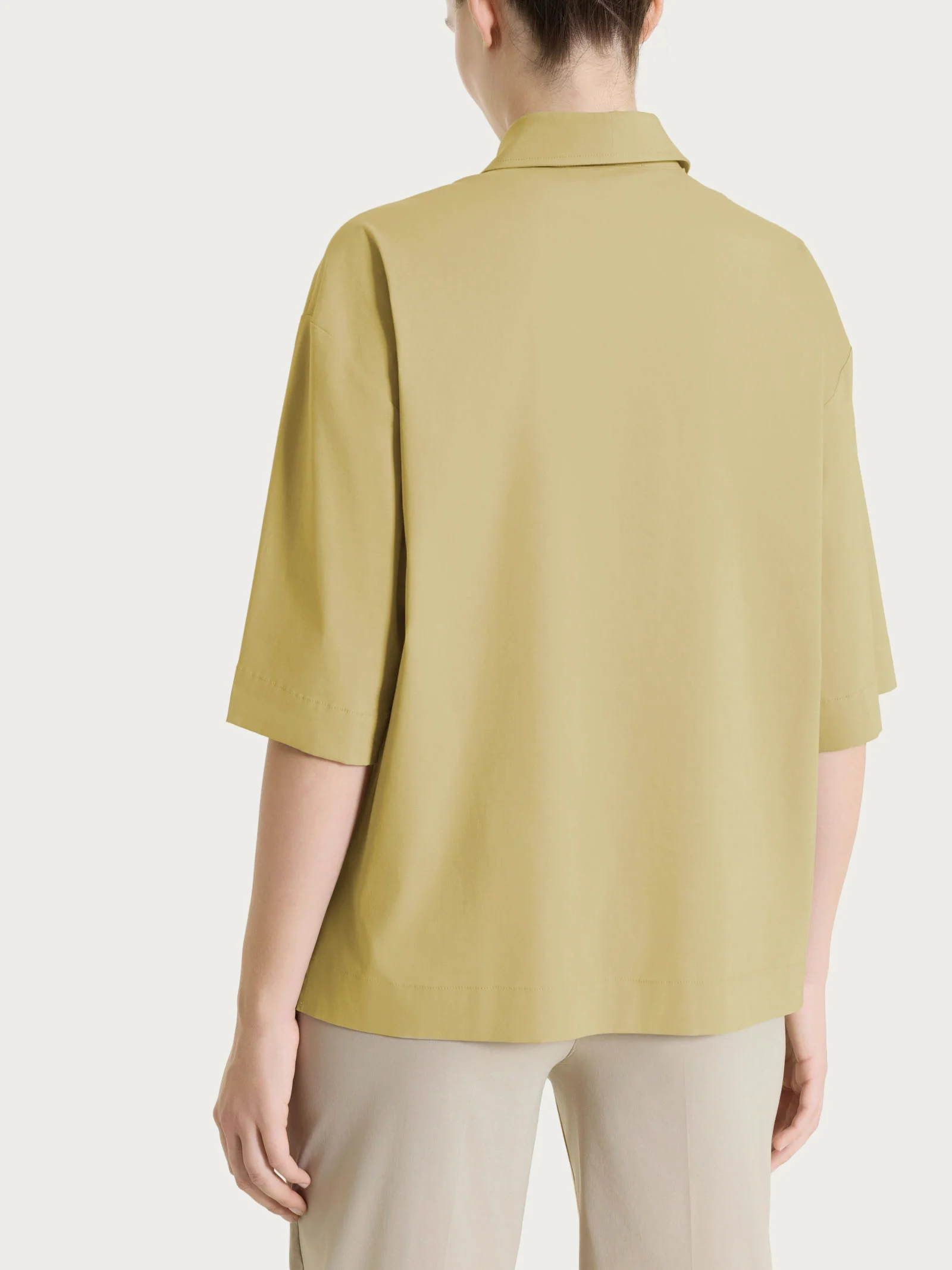 Camicia con manica corta in Super Fresh - Khaki - Image 2