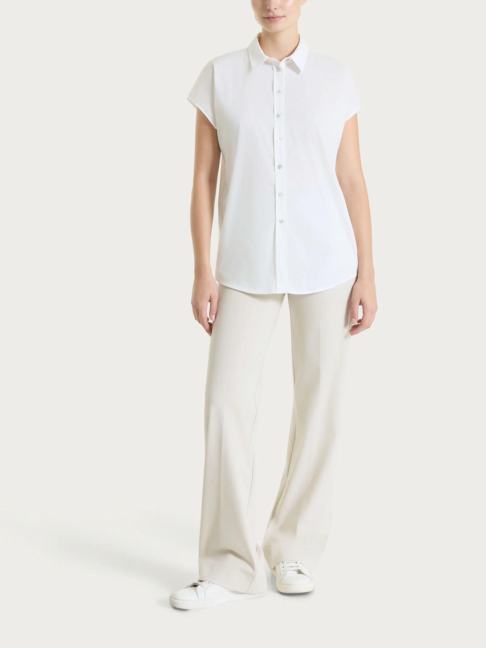 Camicia con manica kimono in Poplin di cotone - Bianco - Image 5