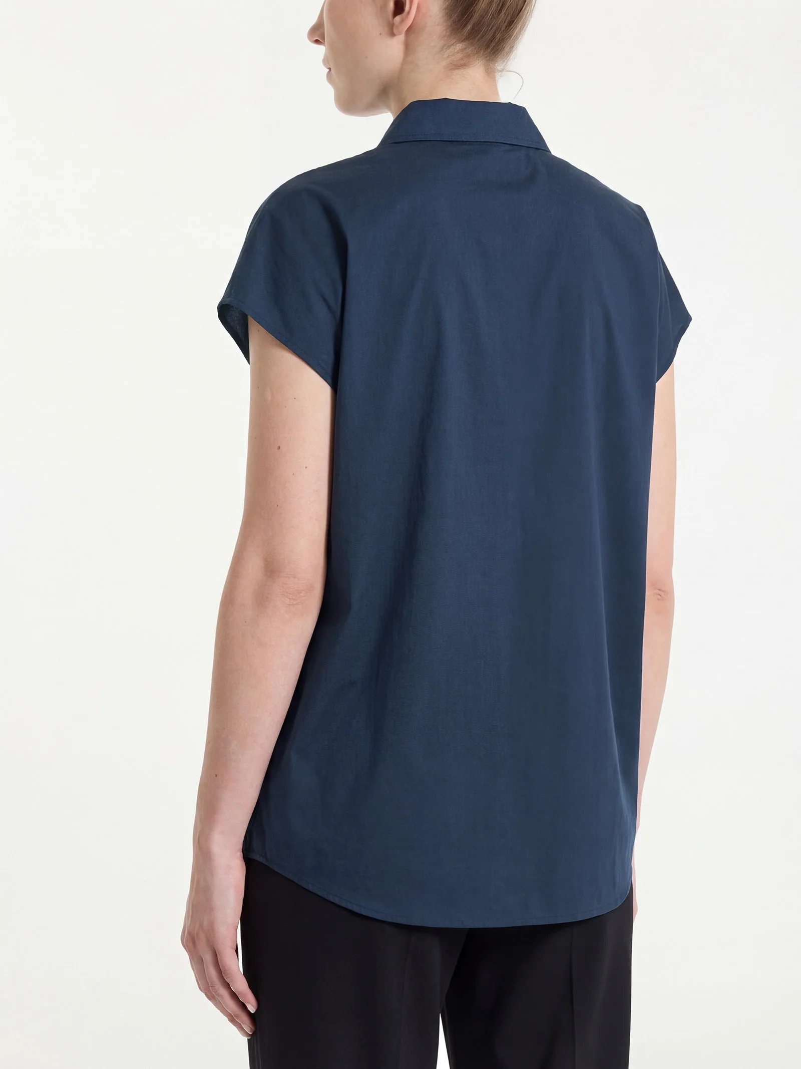 Camicia con manica kimono in Poplin di cotone - Bleu - Image 2