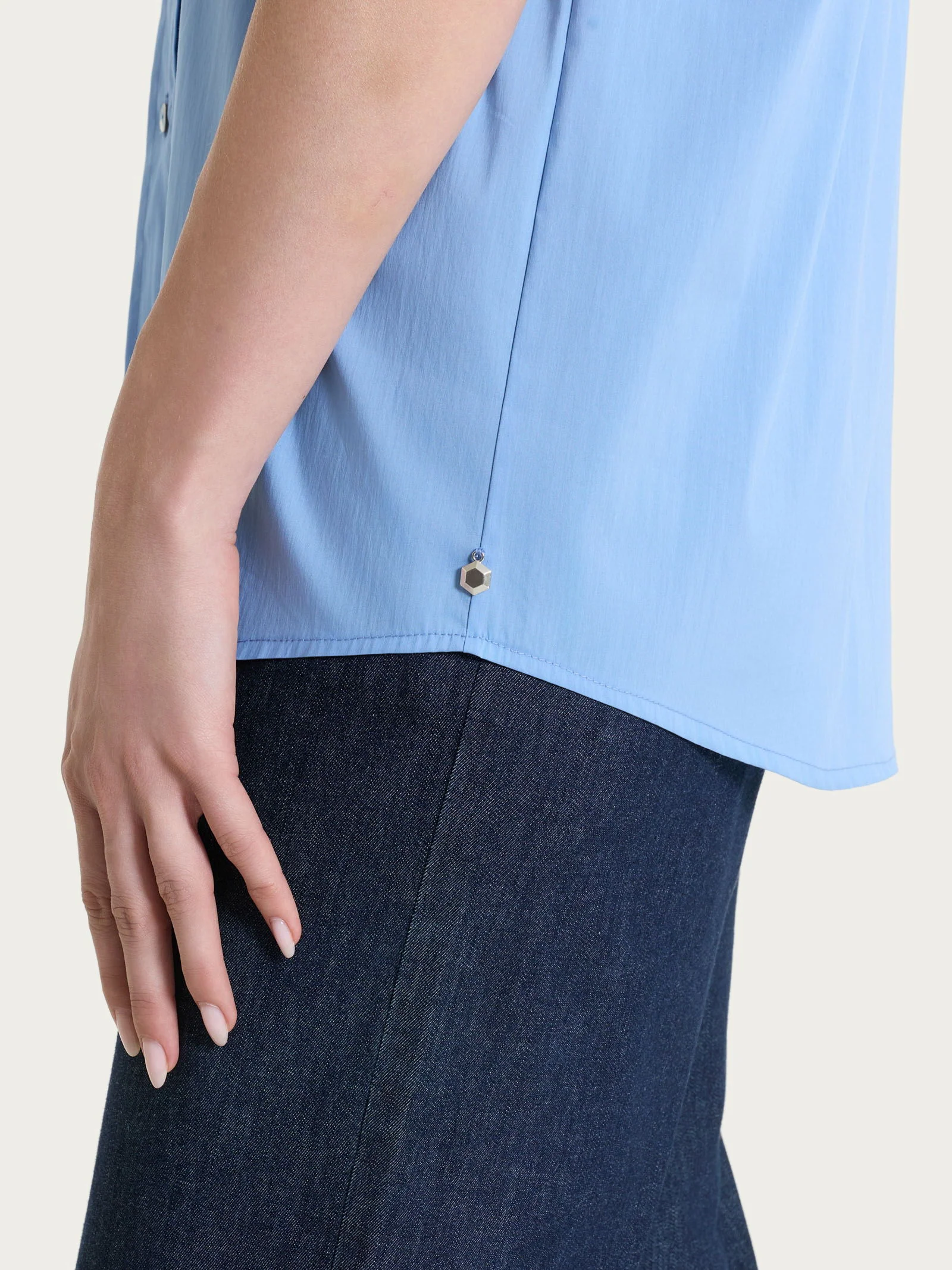Camicia con manica kimono in Poplin di cotone - Bel Air Blue - Image 6