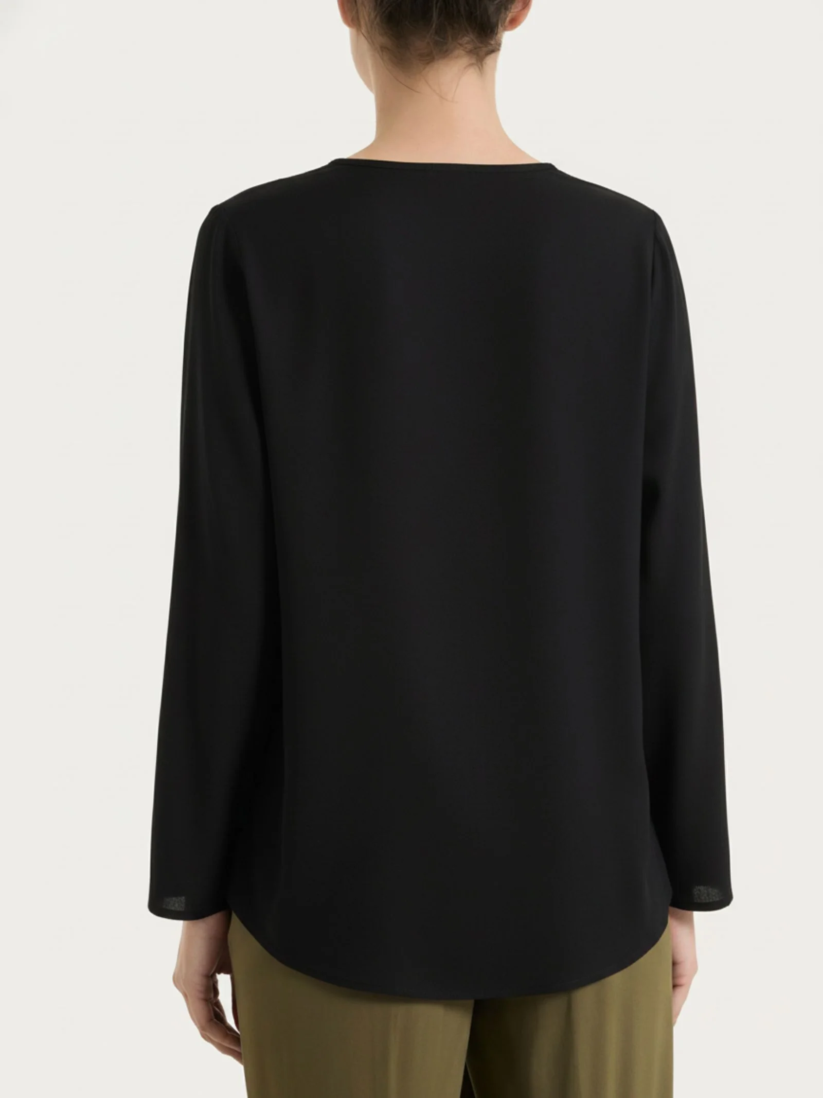 Camicia con manica risvoltabile in Voile Stretch - Nero - Image 4