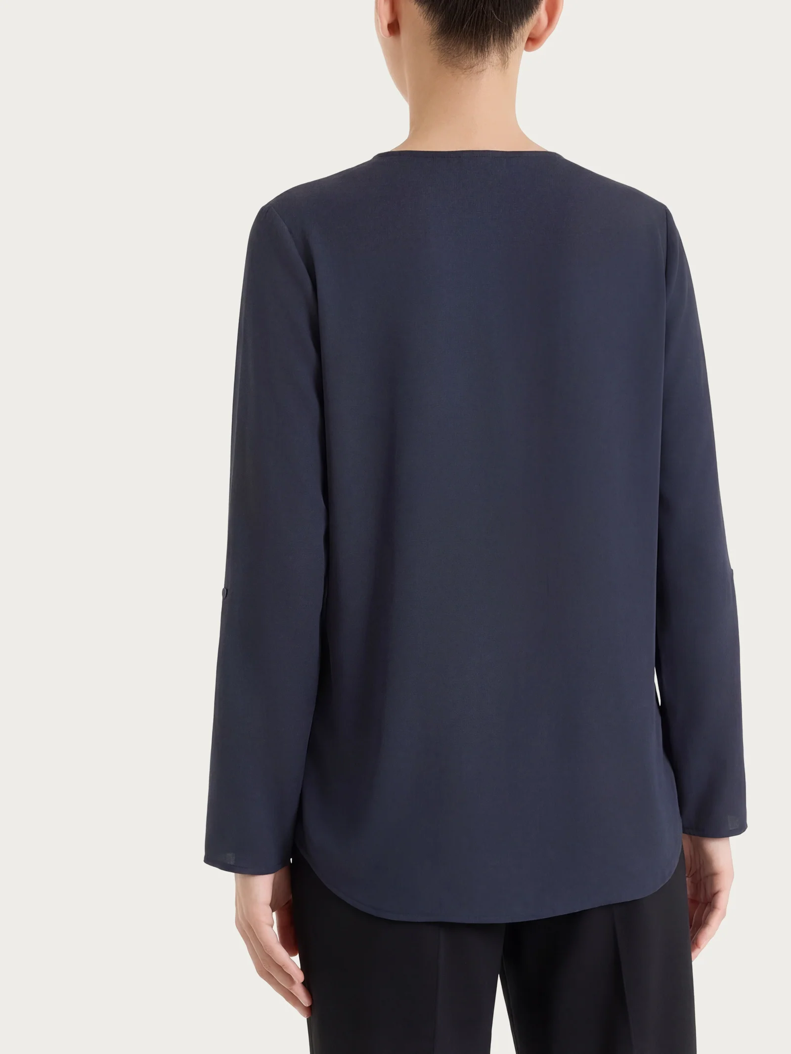 Camicia con manica risvoltabile in Voile Stretch - Bleu - Image 2