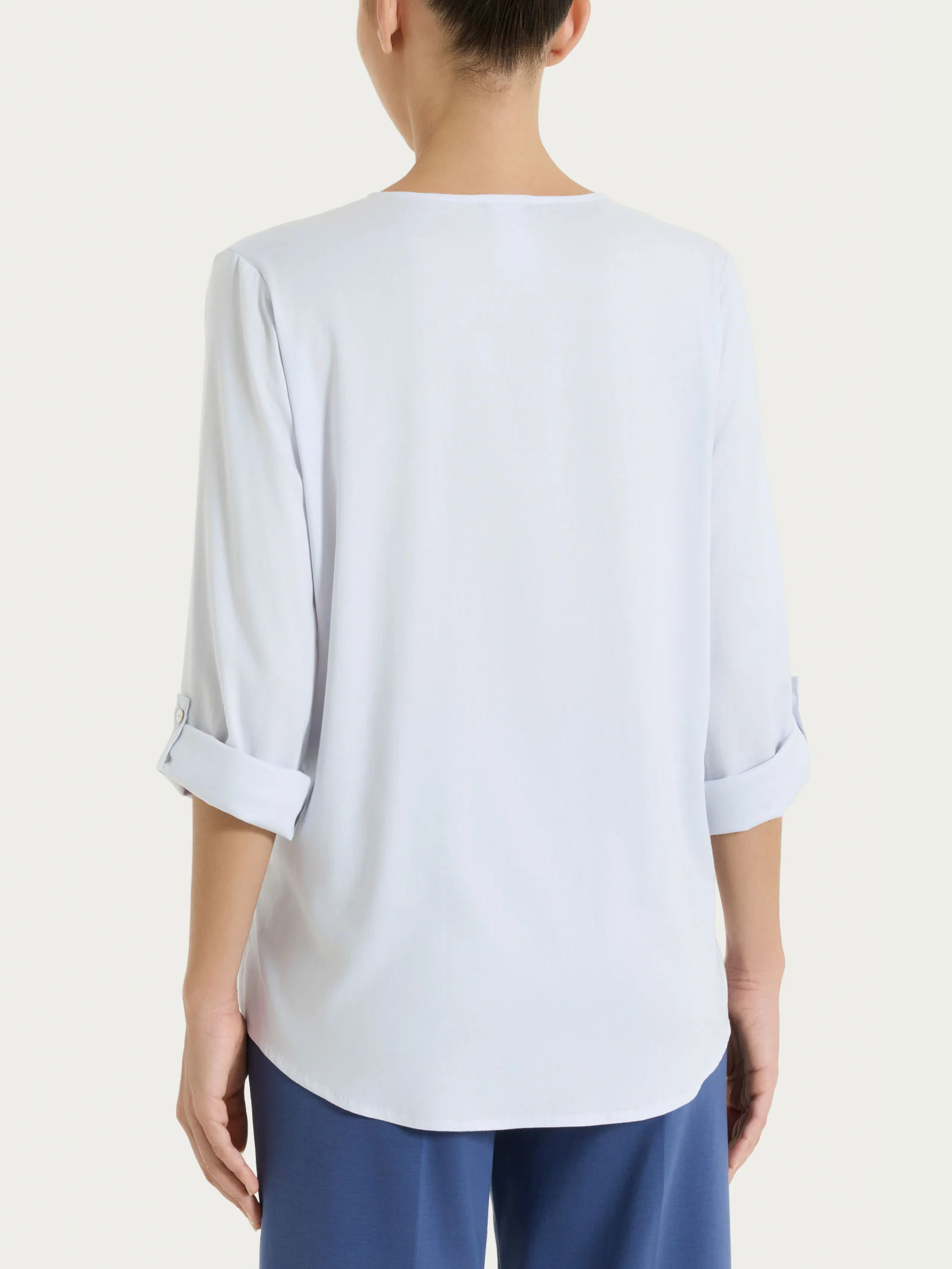 Camicia con manica risvoltabile in Voile Stretch - Lilac Hint - Image 2