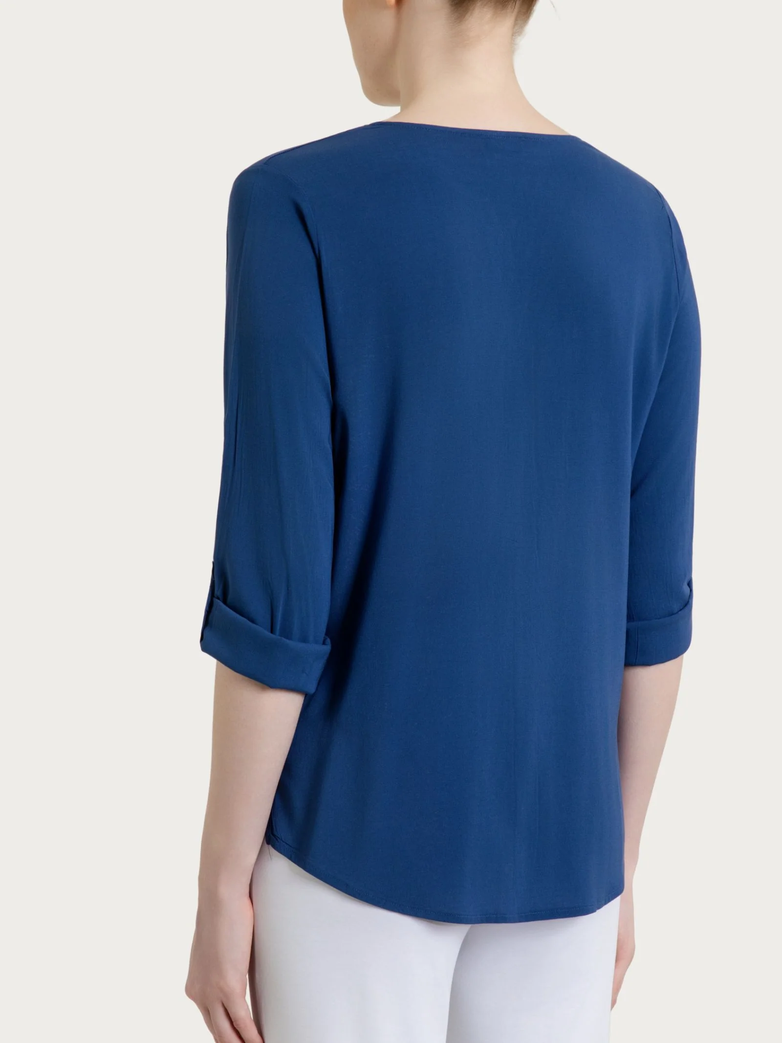 Camicia con manica risvoltabile in Voile Stretch - Oceana - Image 5
