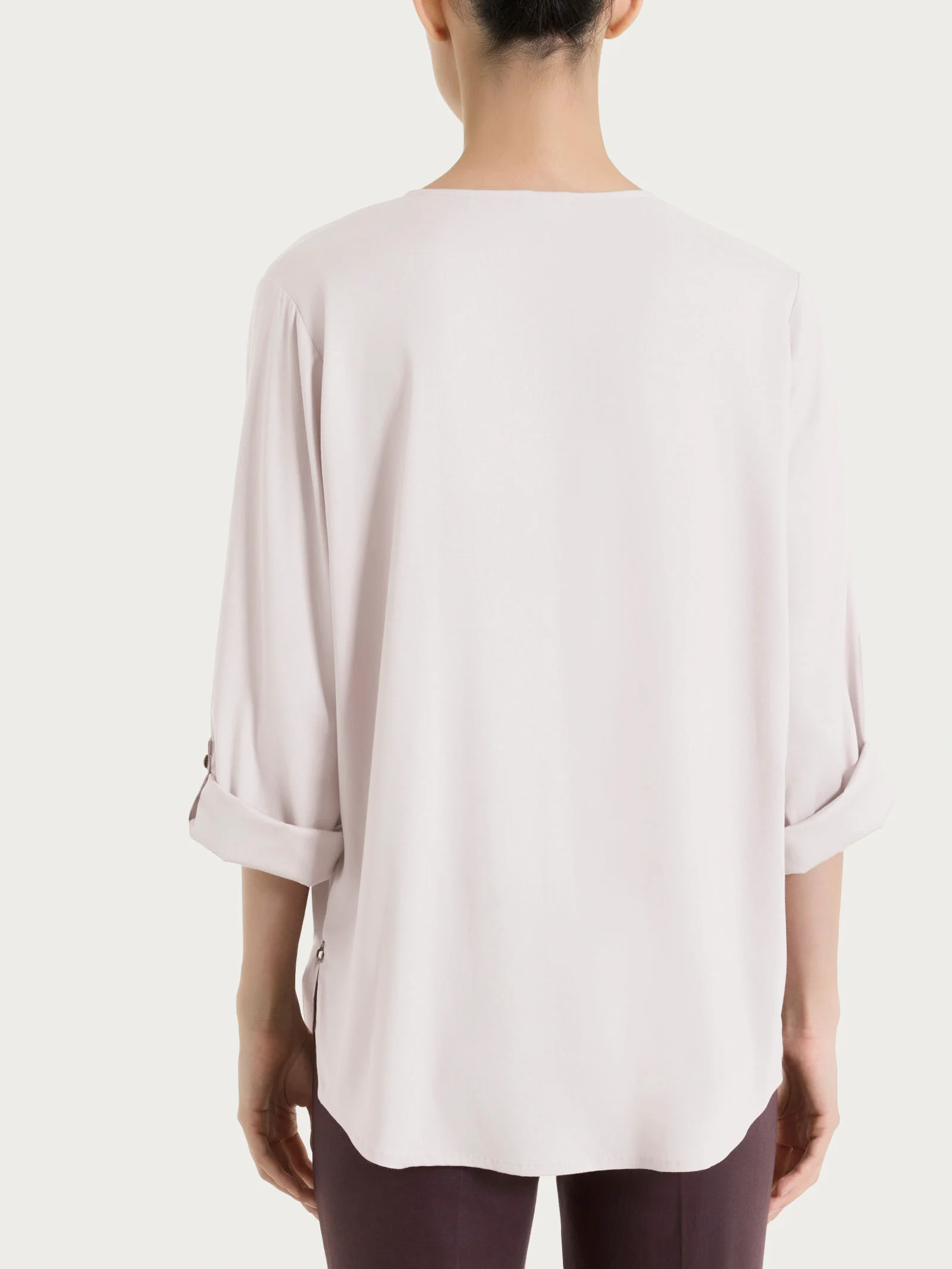 Camicia con manica risvoltabile in Voile Stretch - Hushed Violet - Image 2