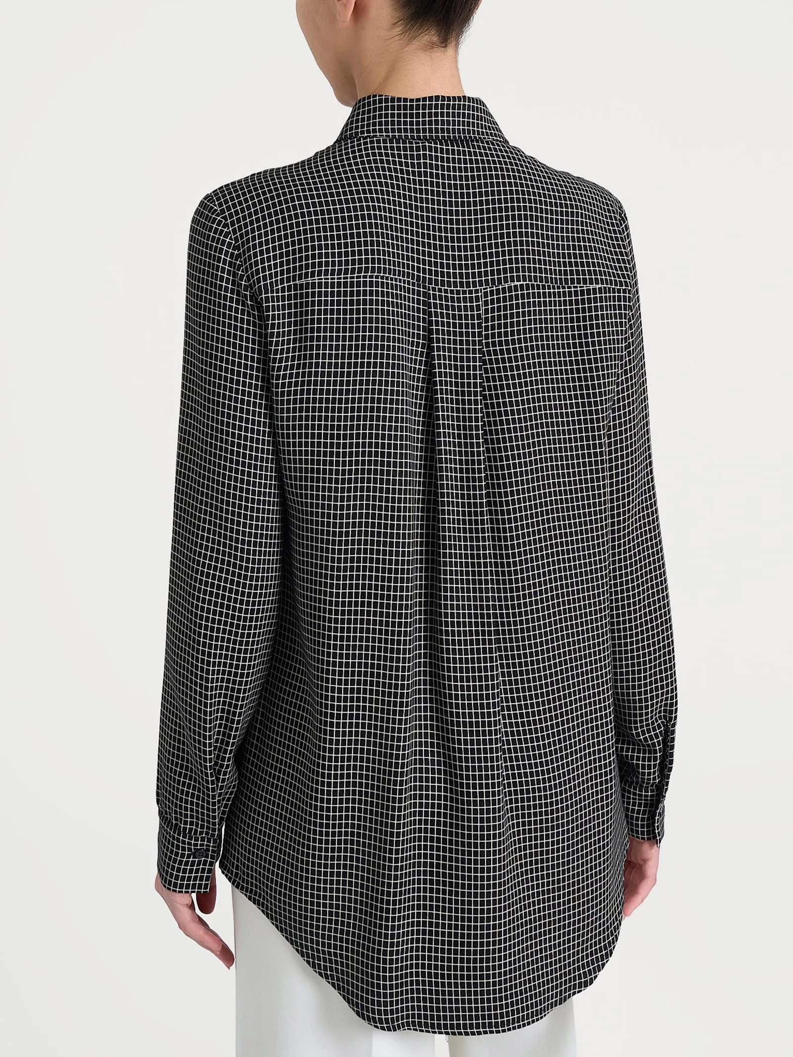 Camicia con micro check bicolor in Winter EcoSeta - Fant.Nero - Image 2