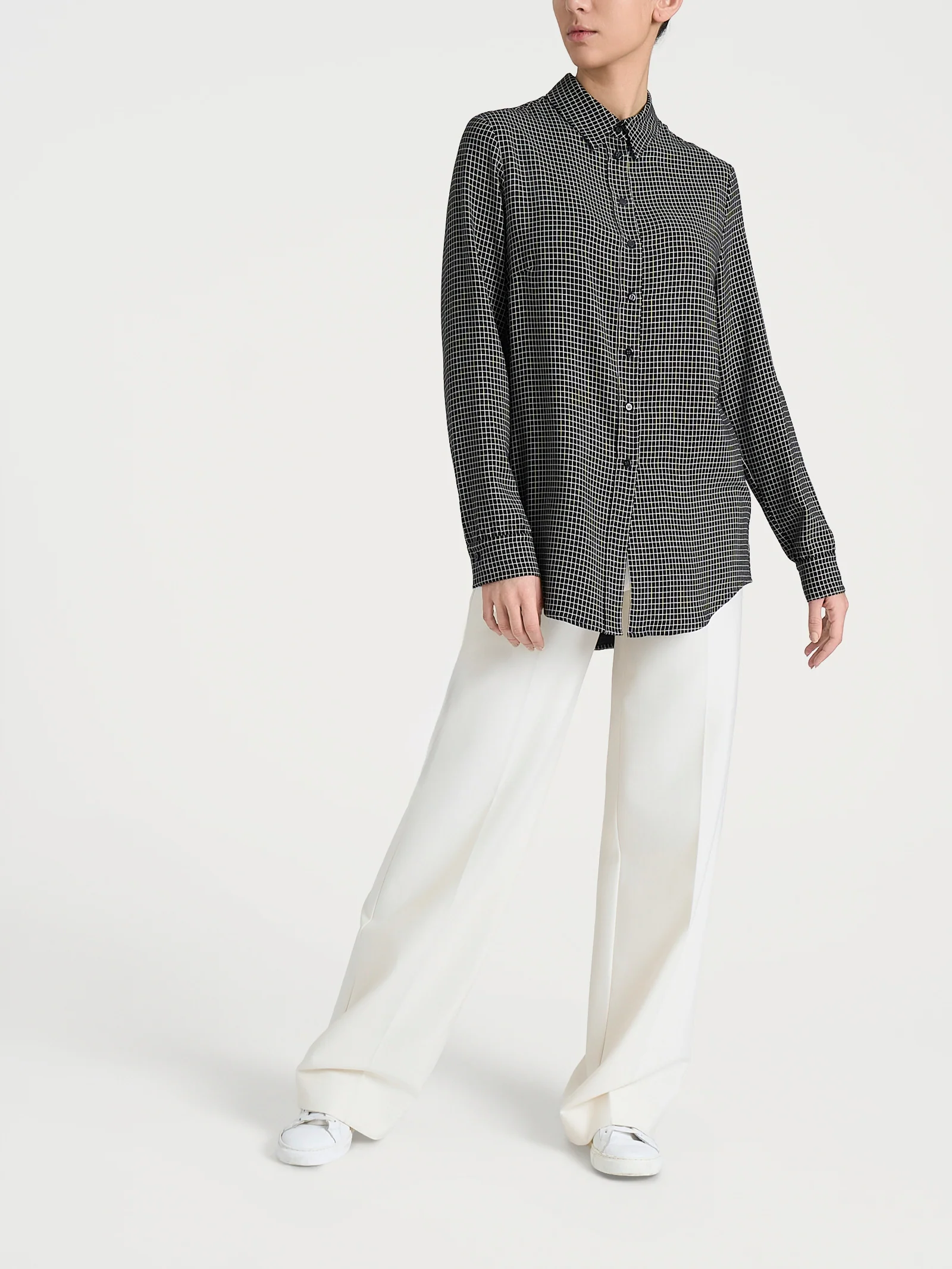 Camicia con micro check bicolor in Winter EcoSeta - Fant.Nero - Image 4