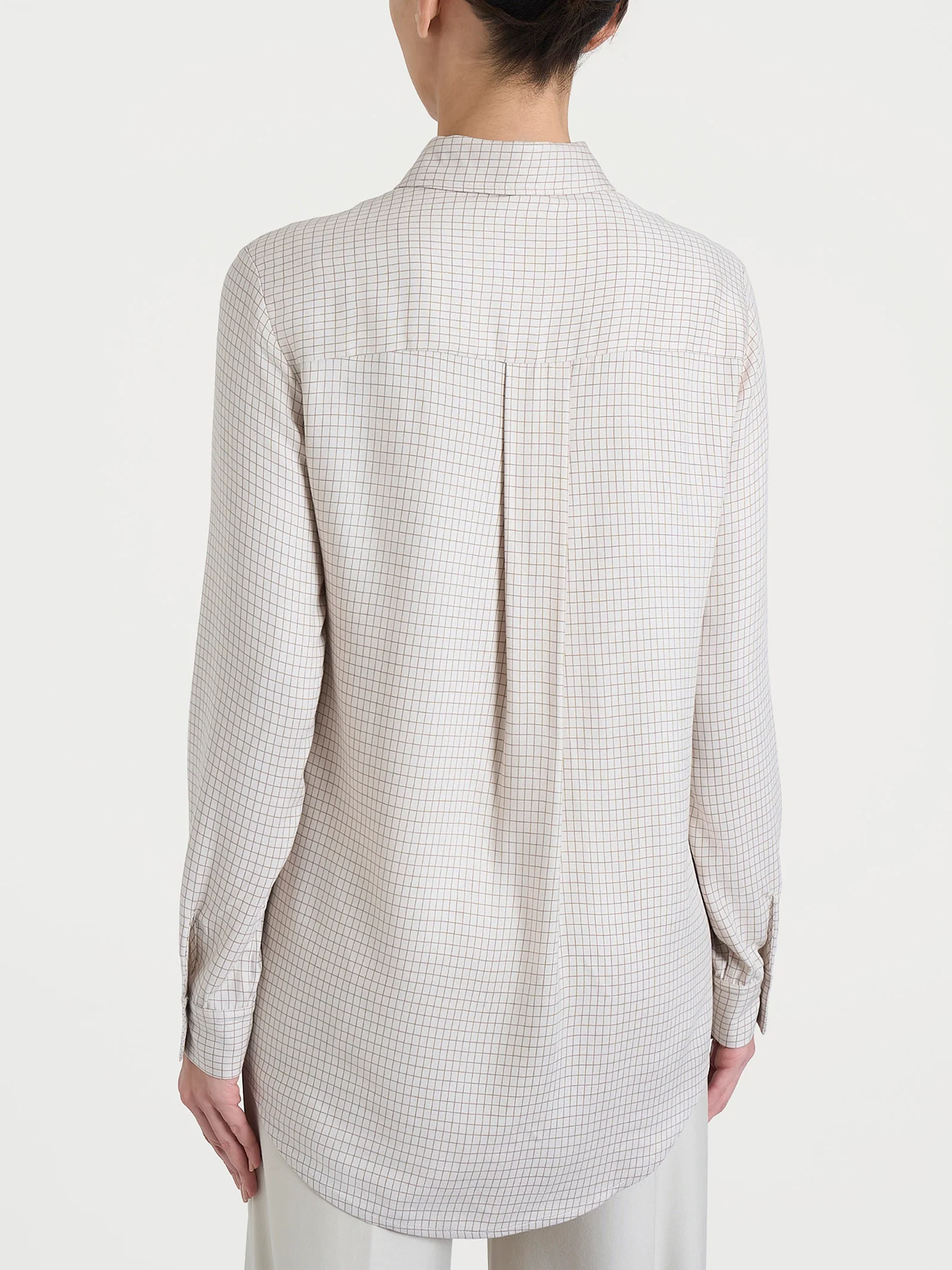 Camicia con micro check bicolor in Winter EcoSeta - Fant.Champignon - Image 2