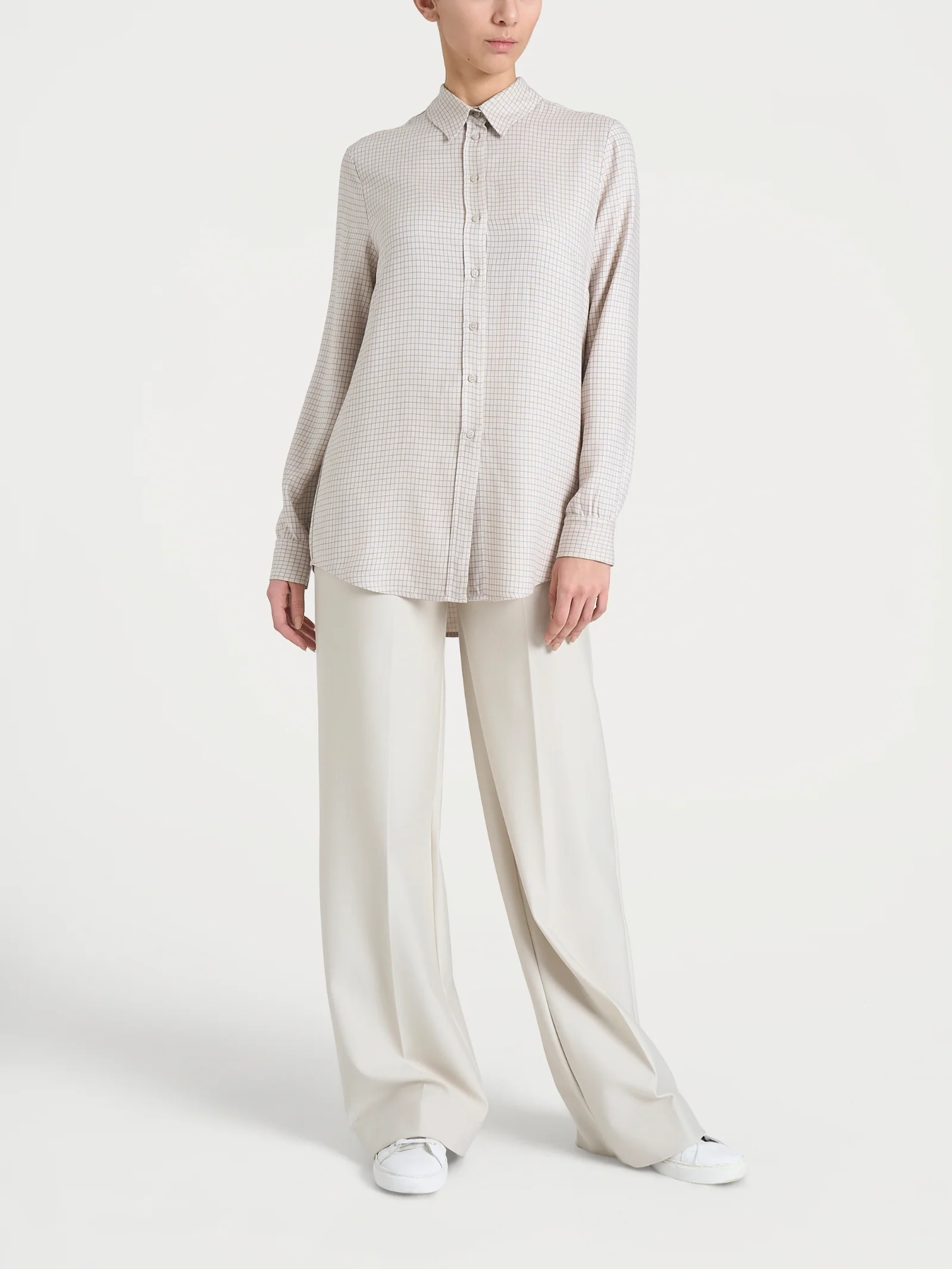 Camicia con micro check bicolor in Winter EcoSeta - Fant.Champignon - Image 4