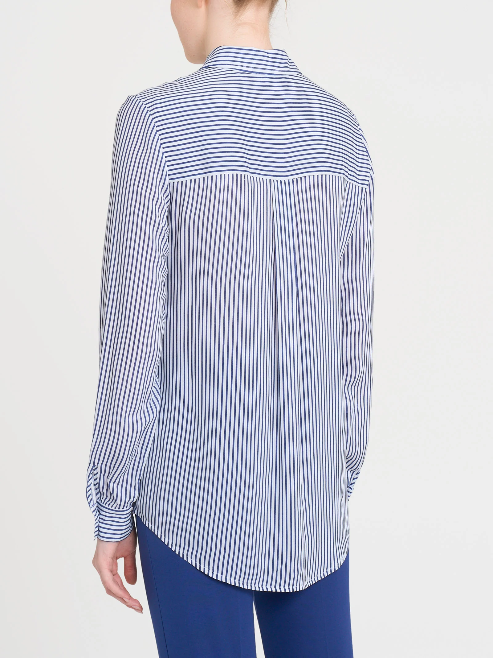 Camicia con stripes e manica lunga in Ecoseta - Fant.White - Image 2