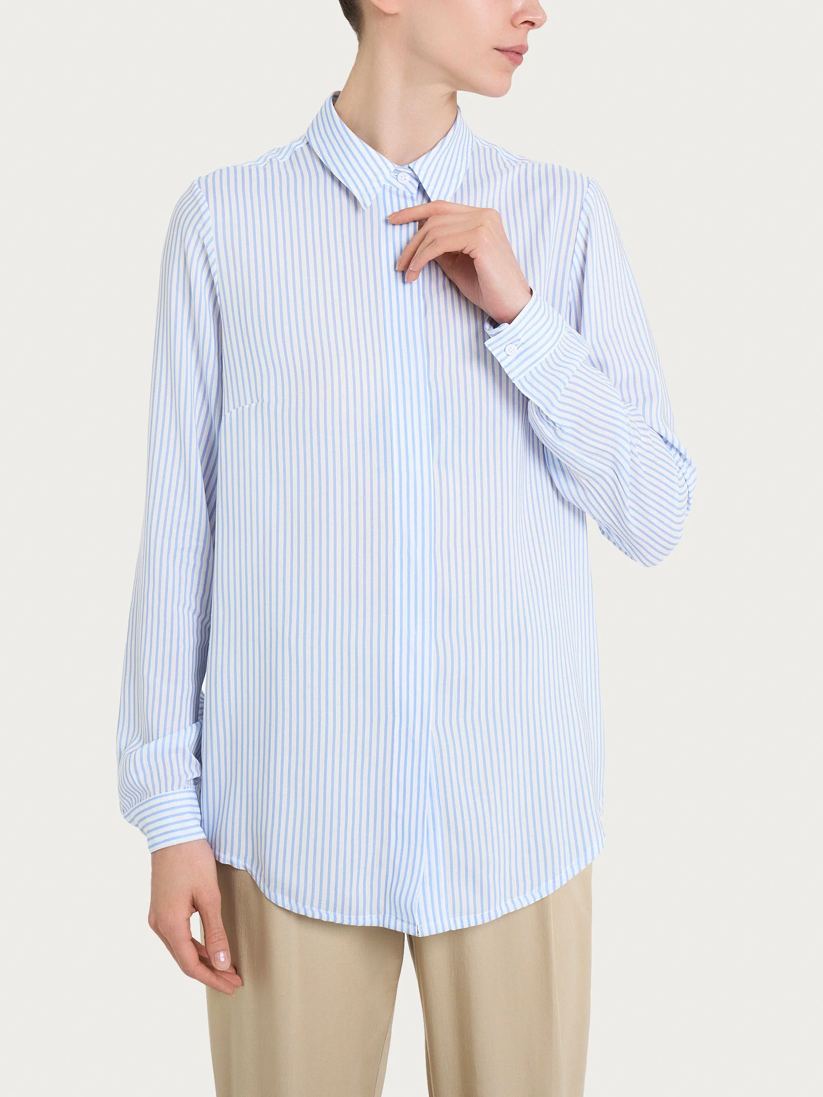 Camicia con stripes e manica lunga in Ecoseta - Fant. Lavender Lustre