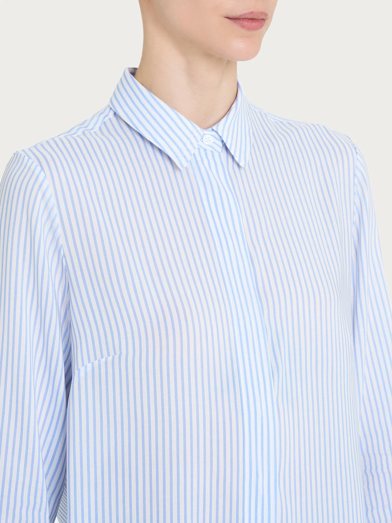 Camicia con stripes e manica lunga in Ecoseta - Fant. Lavender Lustre - Image 3