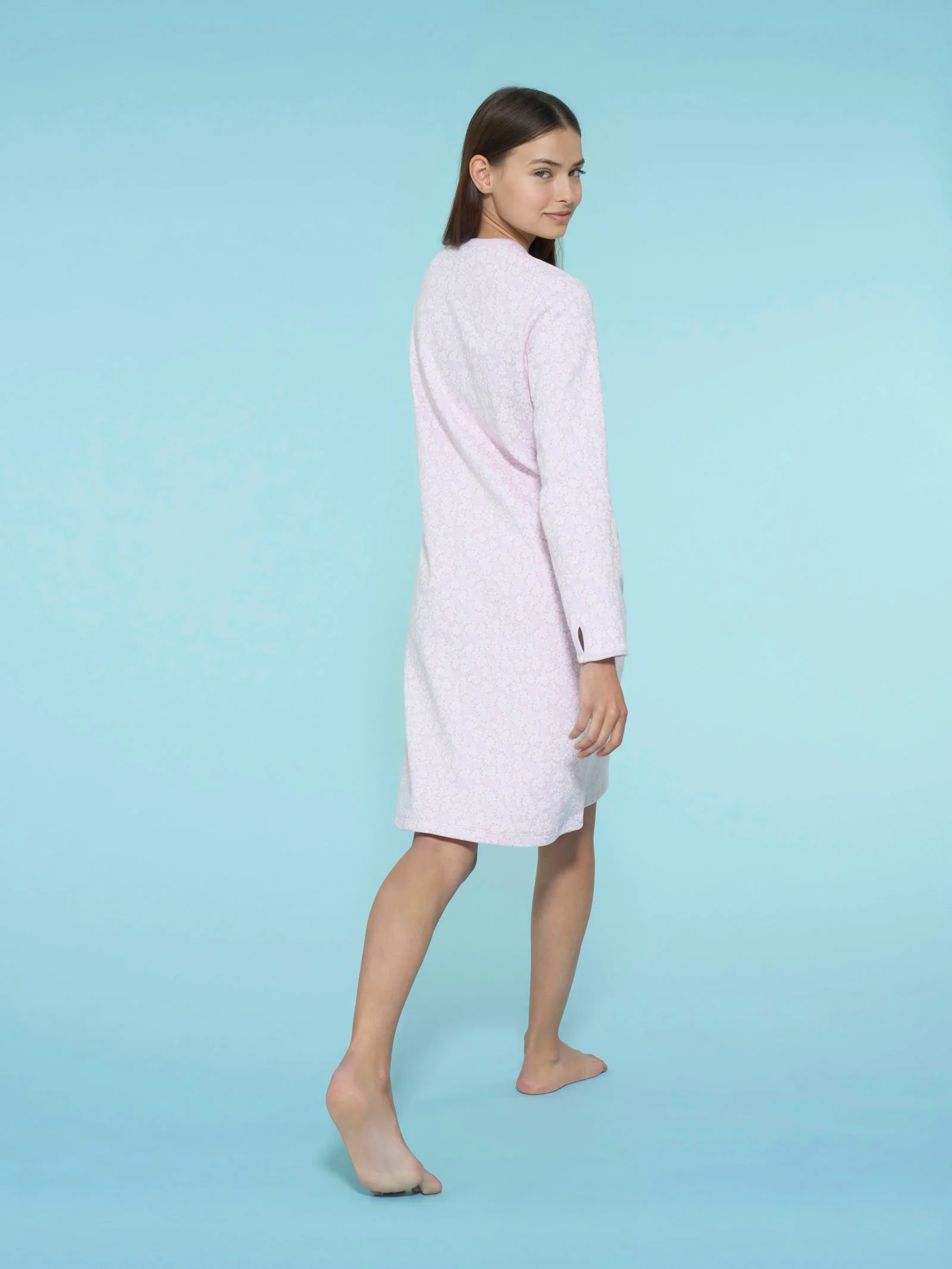 Camicia da notte a serafino in interlock di cotone  - Fant. Lavender Fog - Image 2