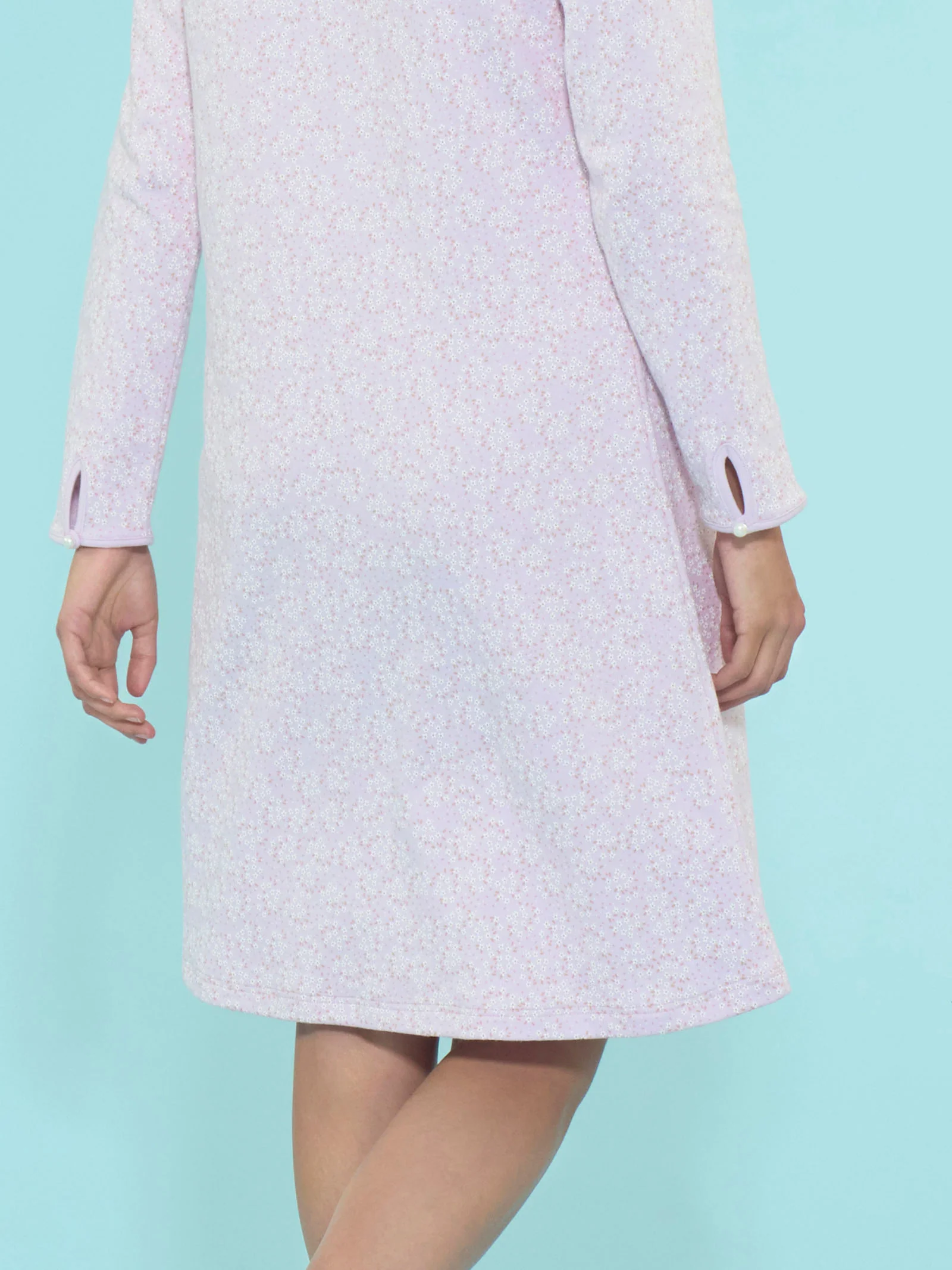 Camicia da notte a serafino in interlock di cotone  - Fant. Lavender Fog - Image 3