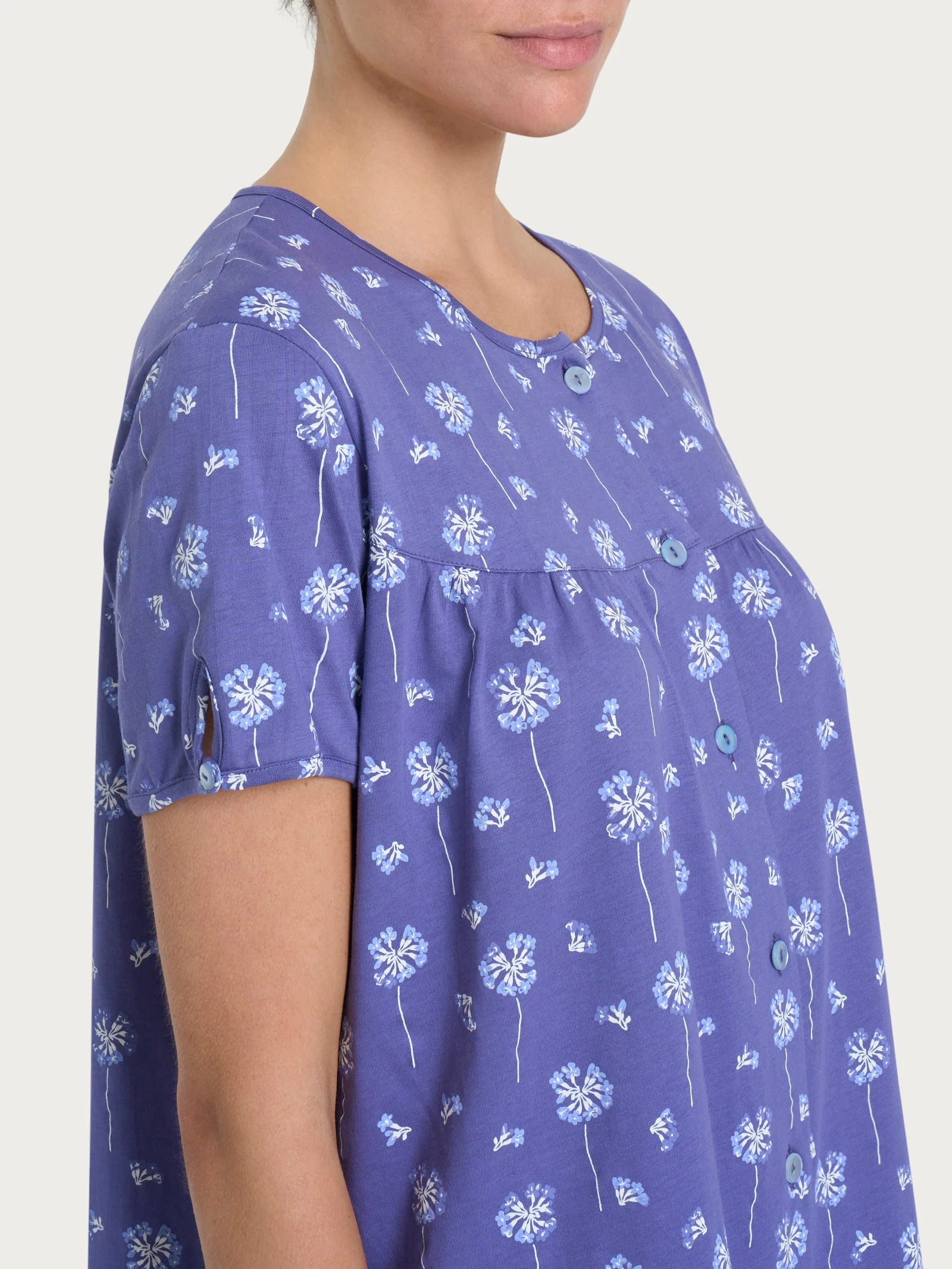 Camicia da notte aperta con arricciatura in Jersey di cotone 40-52 - Fant. Marlin - Image 3