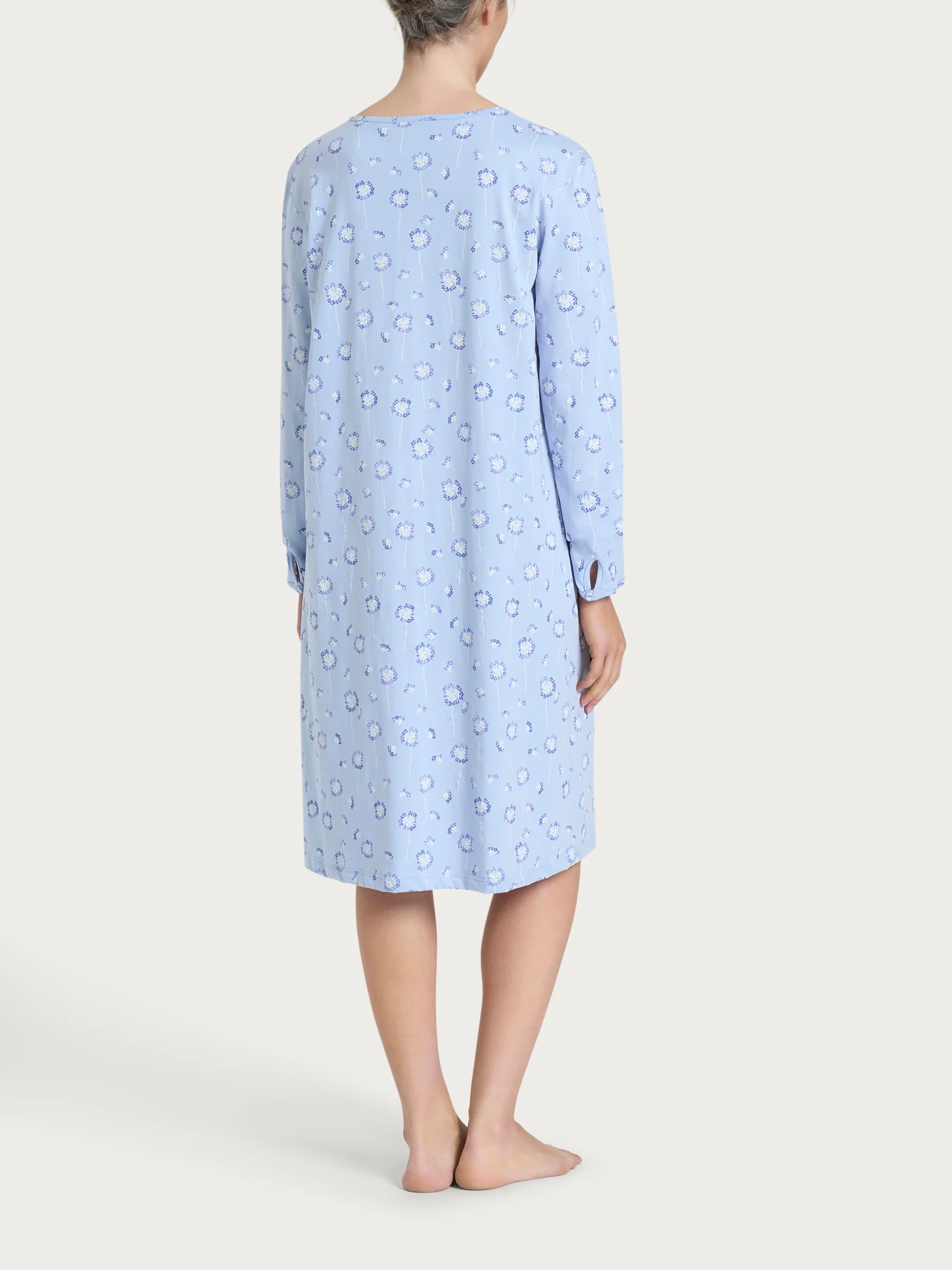 Camicia da notte aperta con soffioni in Jersey di cotone 40-52 - Fant. Brunnera Blue - Image 2