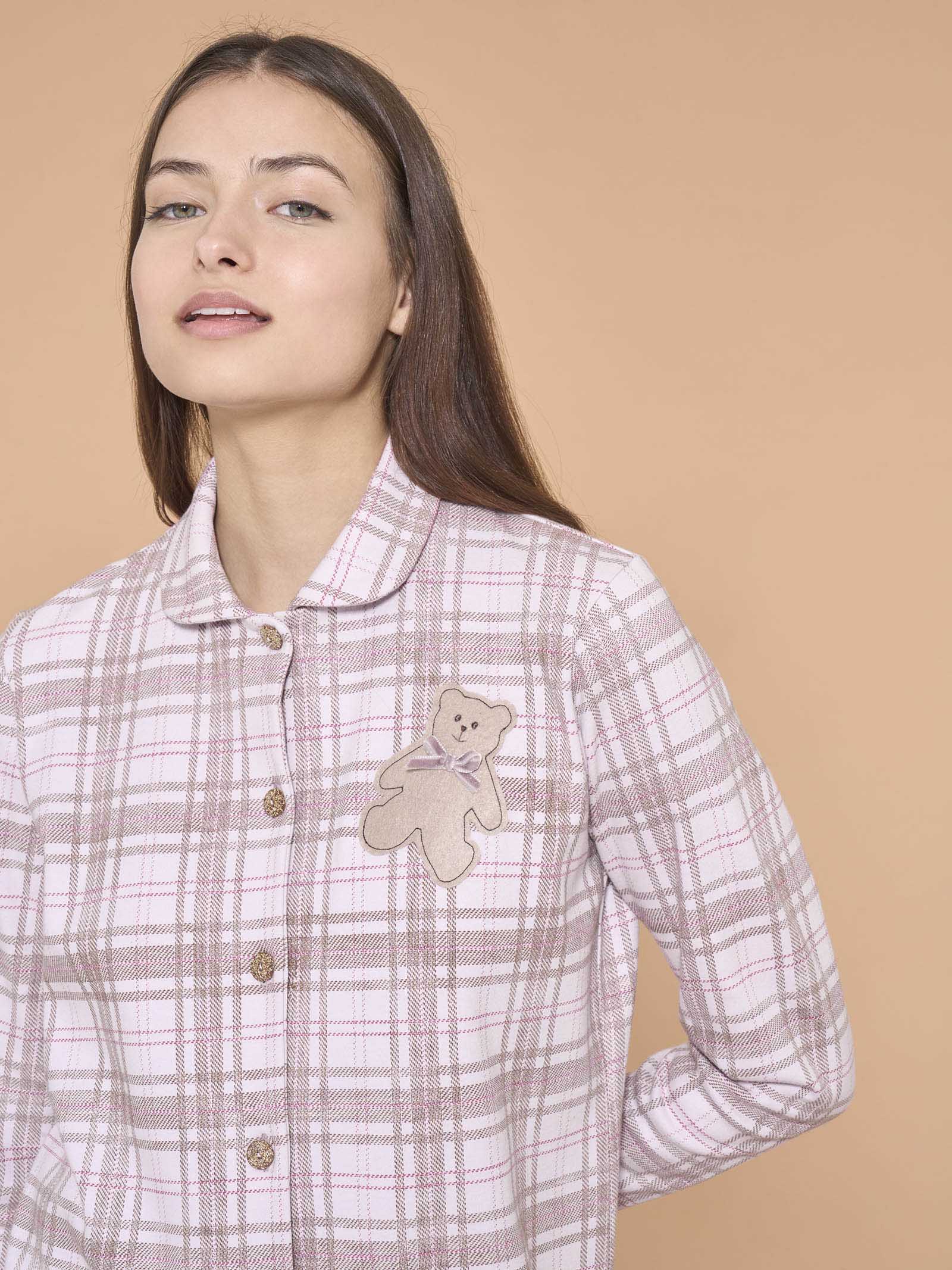 Camicia da notte aperta in interlock di cotone - Fant. Mauve Mist - Image 3