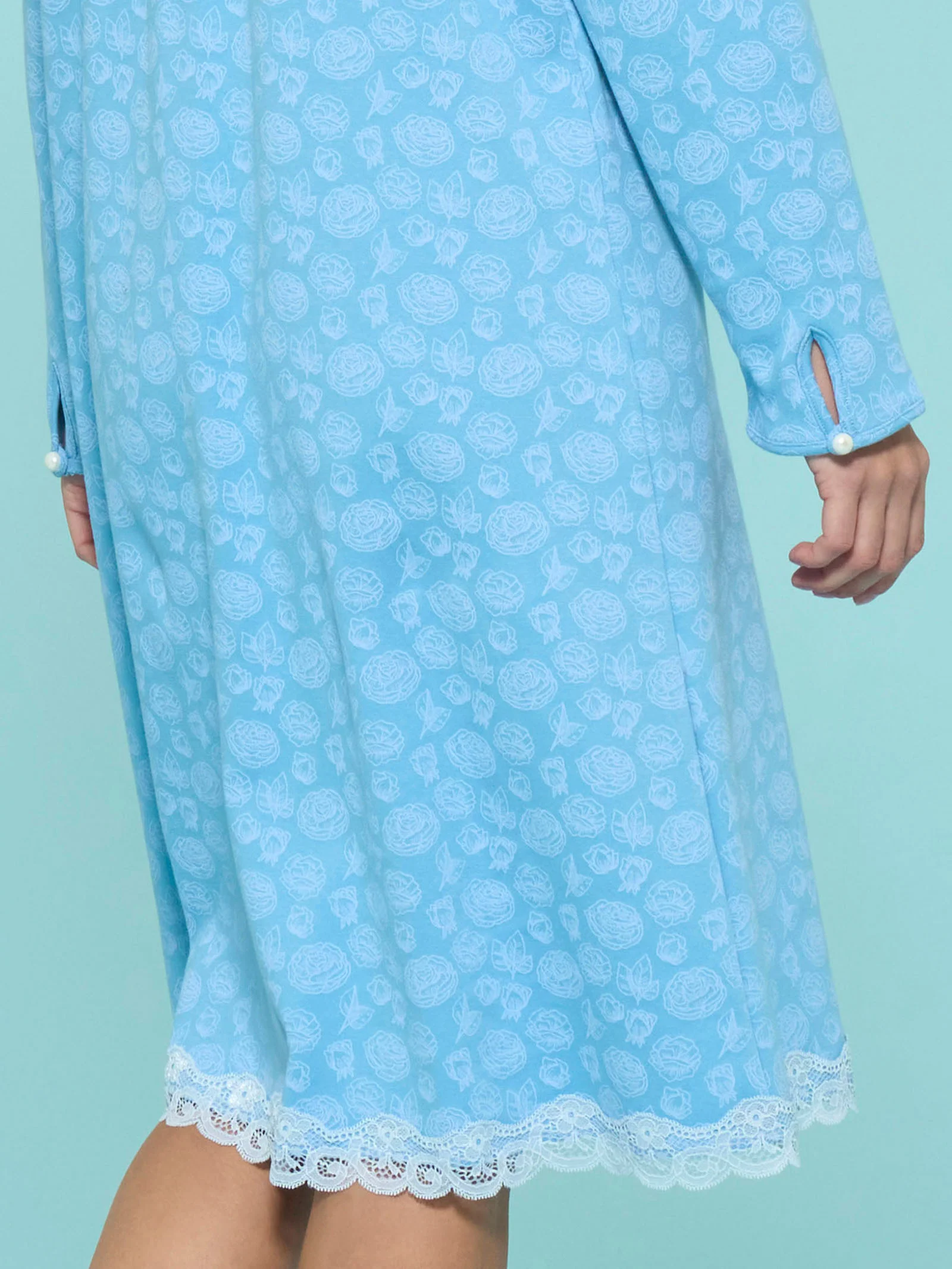 Camicia da notte aperta in interlock di cotone - Fant. Dusk Blue - Image 3