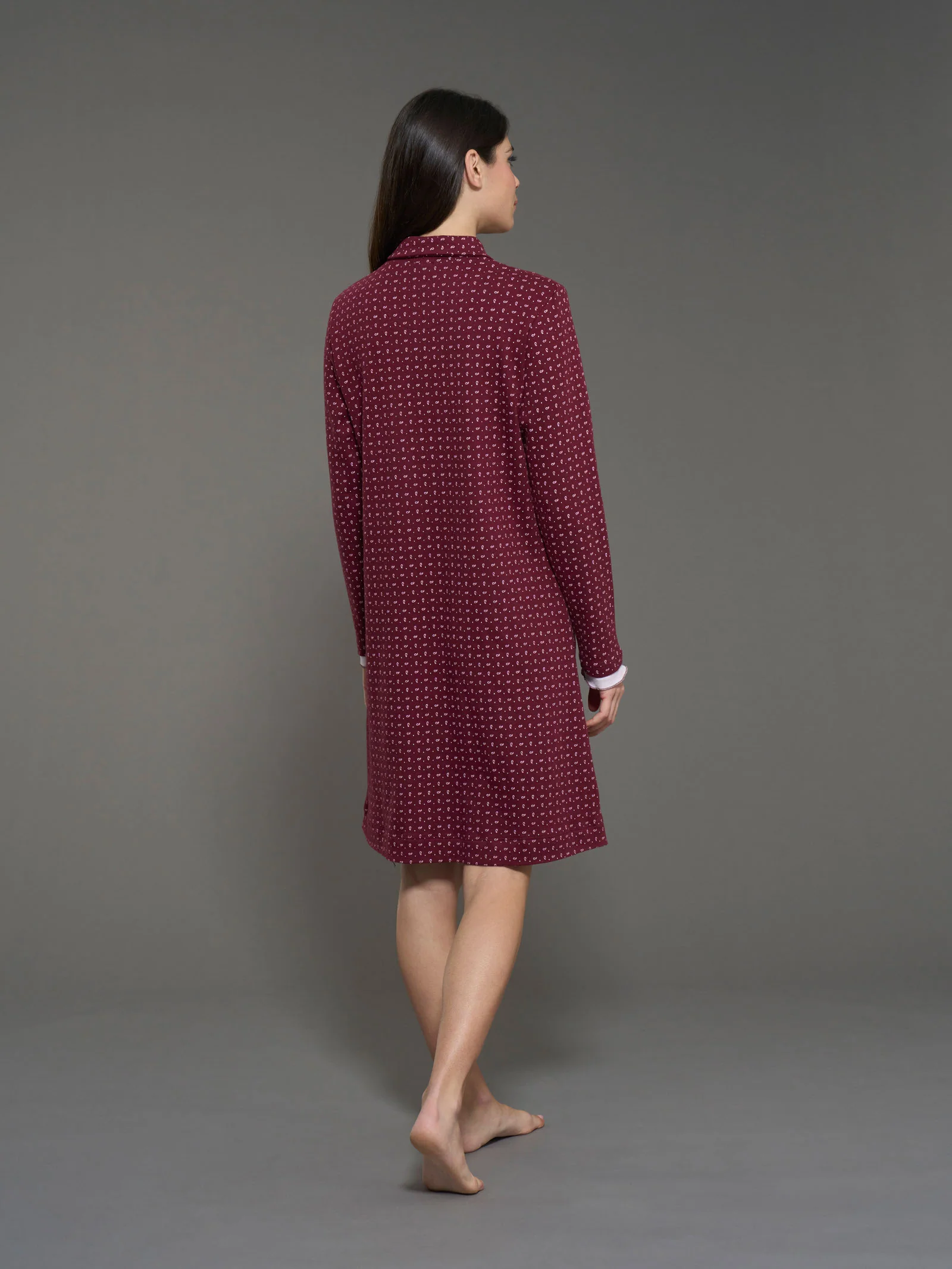 Camicia da notte con colletto a serafino in interlock di caldo cotone - Fant. Zinfandel - Image 2