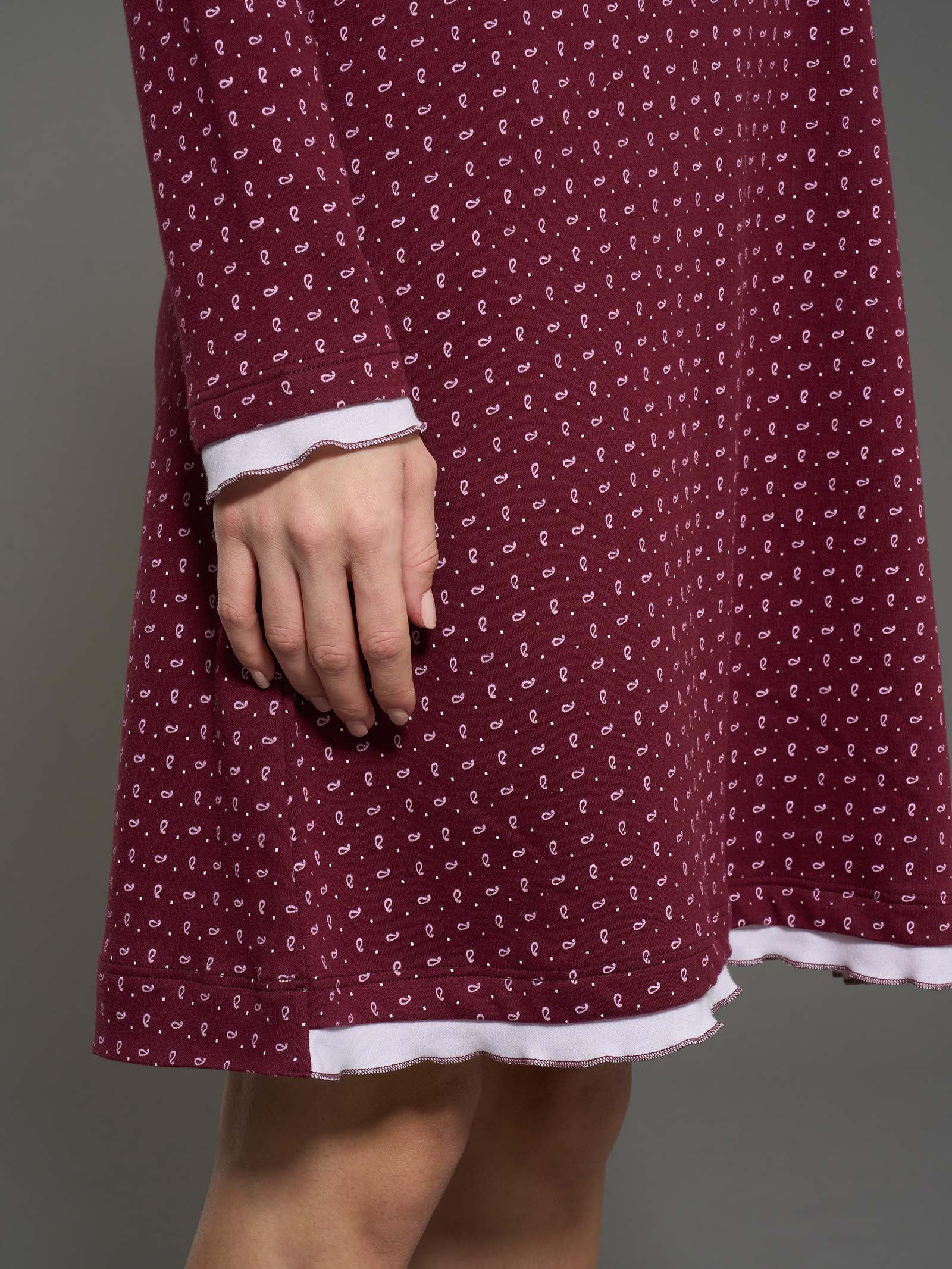 Camicia da notte con colletto a serafino in interlock di caldo cotone - Fant. Zinfandel - Image 3