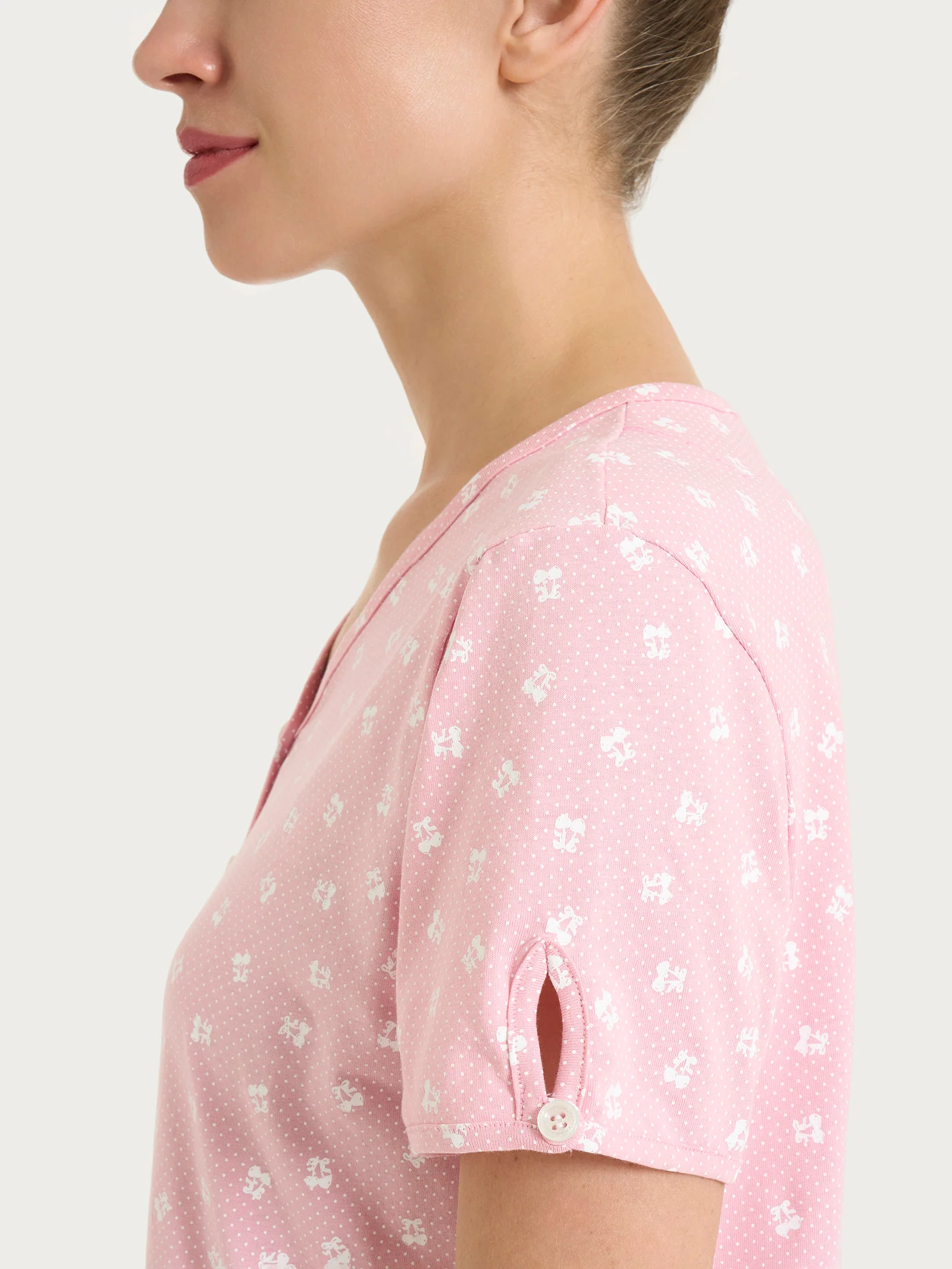 Camicia da notte con collo a serafino in Jersey di cotone 40-50 - Fant. Cameo Pink - Image 4