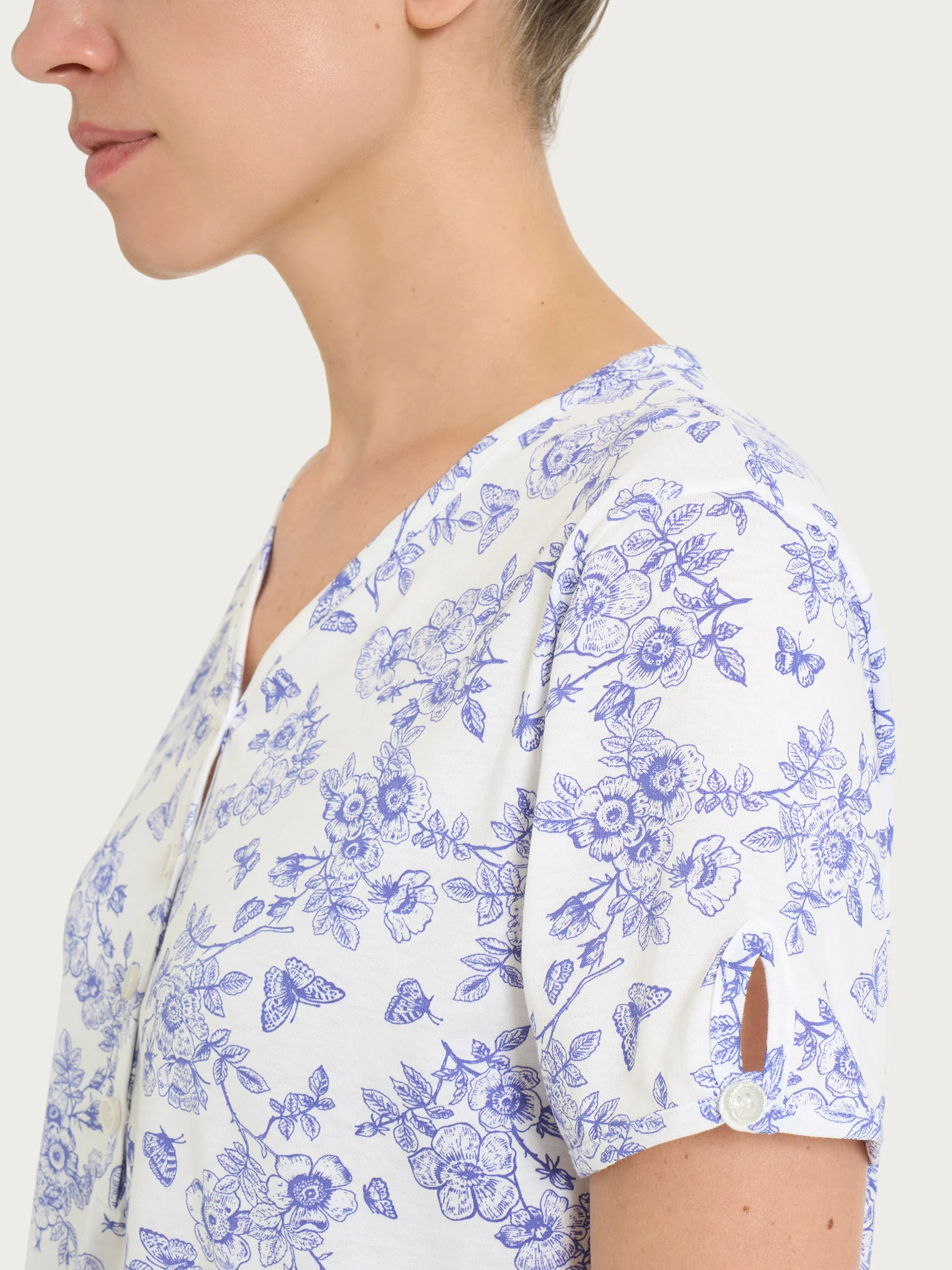 Camicia da notte con collo a serafino in Jersey di cotone 52-56 - Fant.Bianco - Image 4