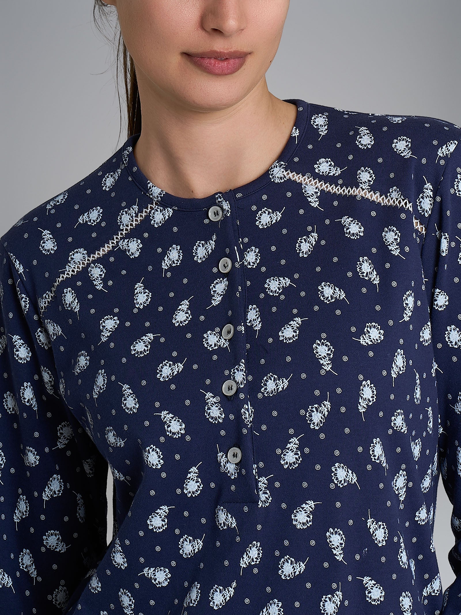 Camicia da notte con dettagli in Interlock di cotone 40-54 - Fant. Naval Academy Fiore - Image 3