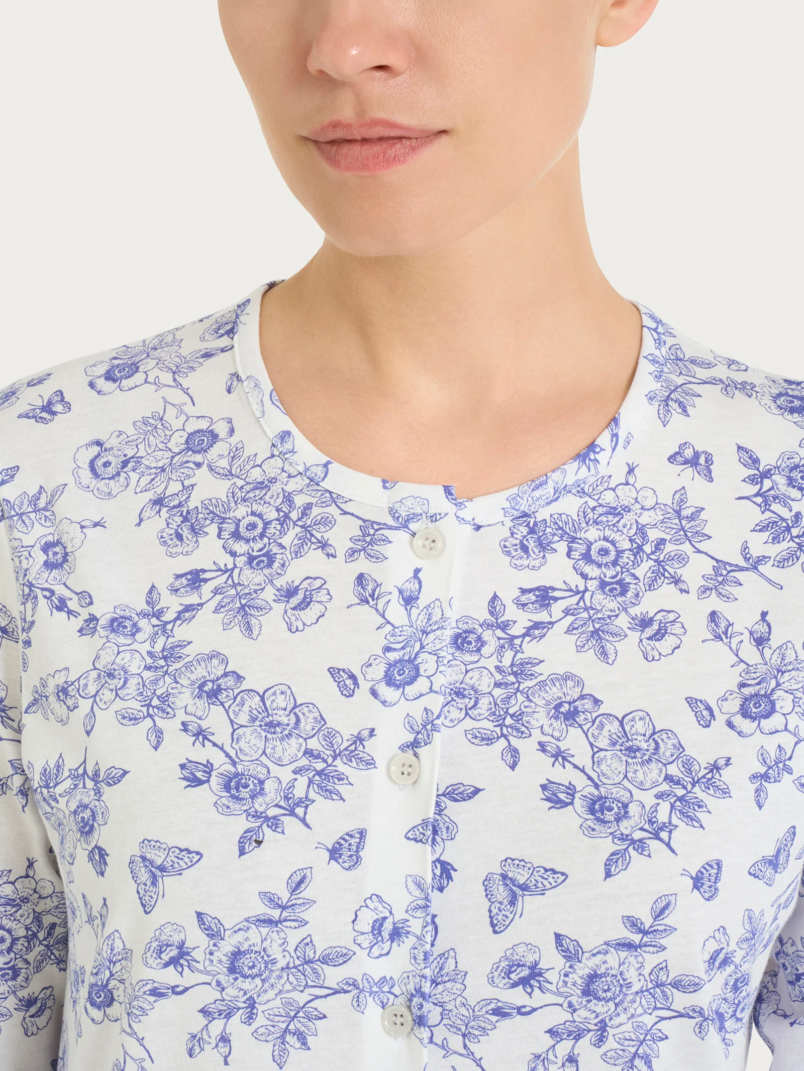 Camicia da notte con manica lunga in Jersey di cotone 40-50 - Fant.Bianco - Image 3