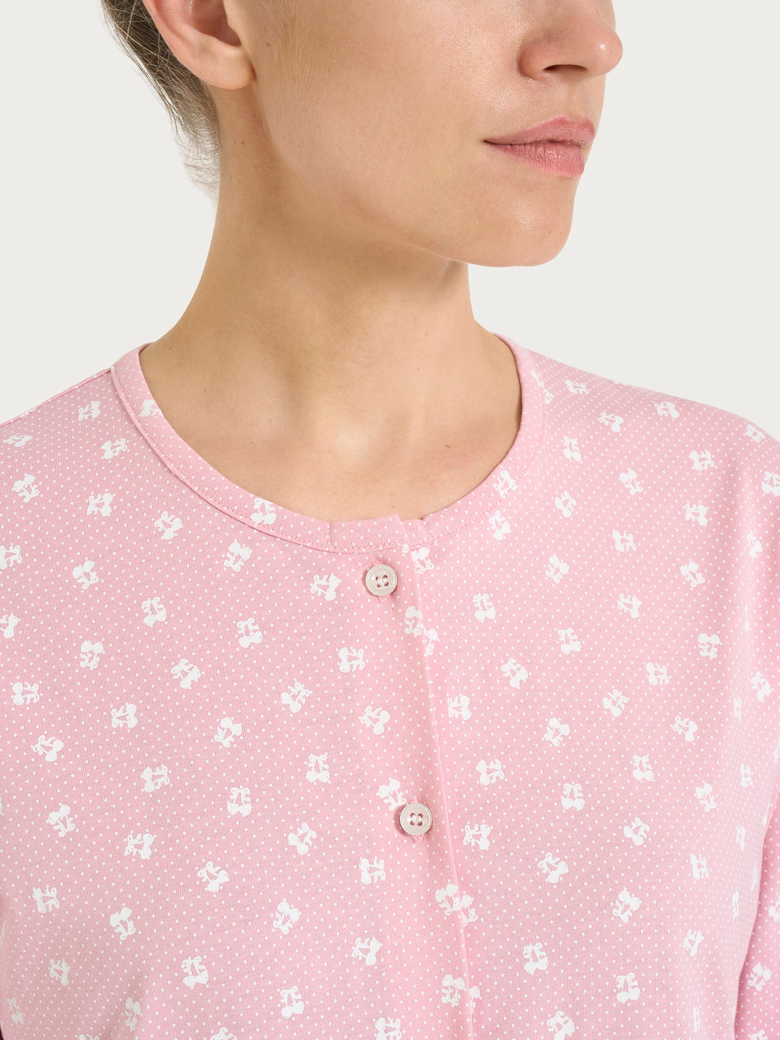 Camicia da notte con manica lunga in Jersey di cotone 52-56 - Fant. Cameo Pink - Image 3