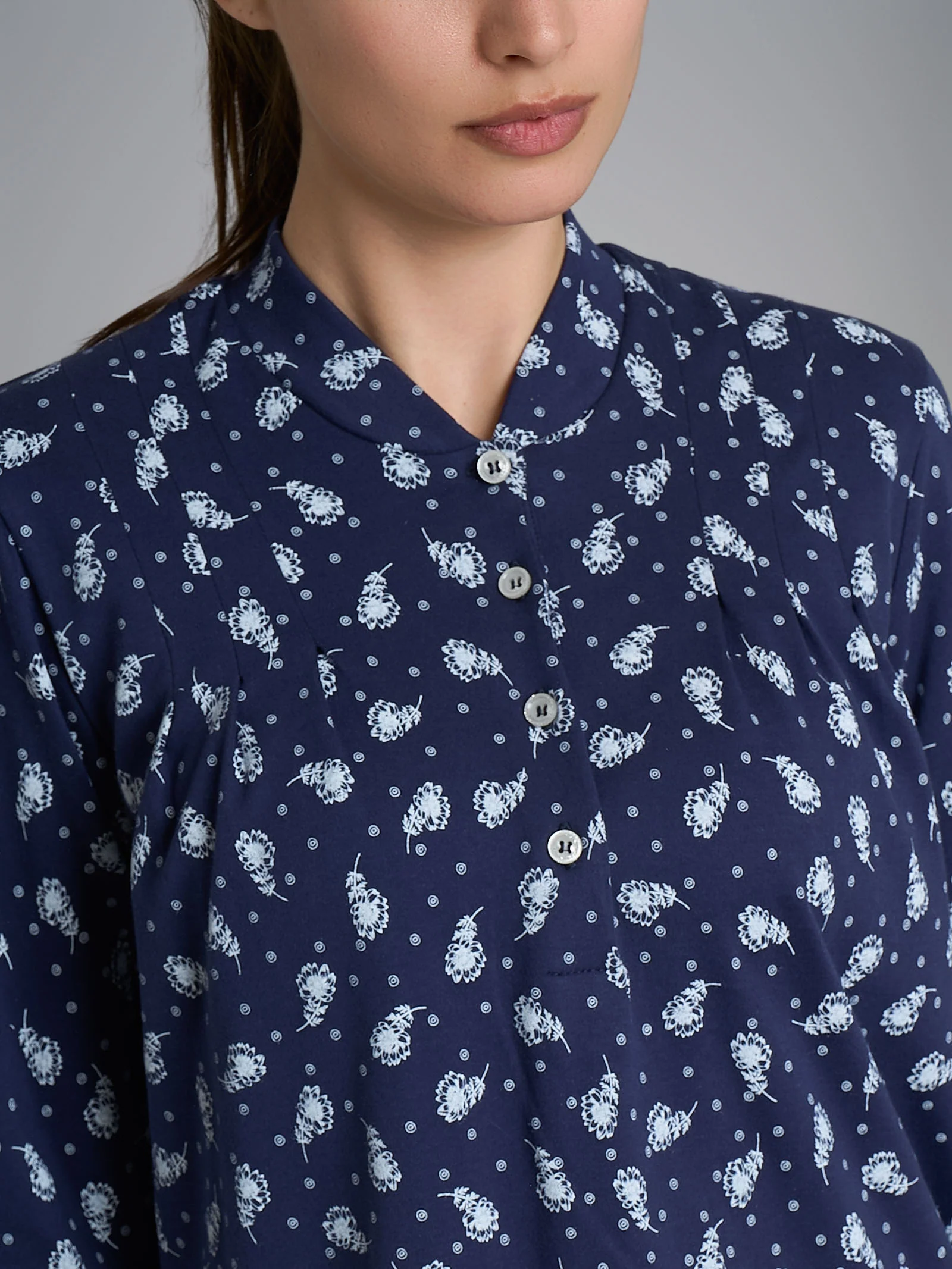 Camicia da notte con pieghe in Interlock di cotone 40-54 - Fant. Naval Academy Fiore - Image 3