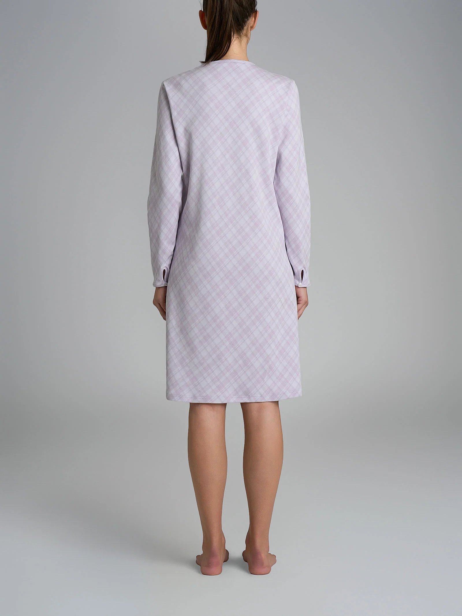 Camicia da notte con pizzo in Interlock di cotone 56-60 - Fant. Lavender Blue - Image 2