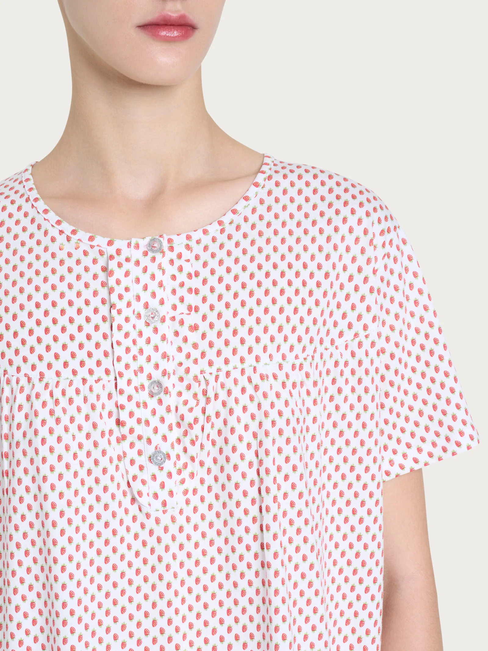 Camicia da notte con rouche in Jersey di cotone - Fant.Bianco - Image 3
