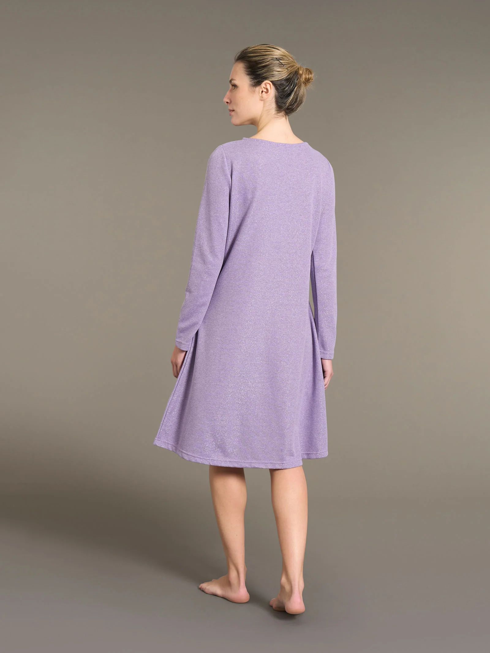 Camicia da notte in Cotton Eco Pile e Lurex - Lilla - Image 2