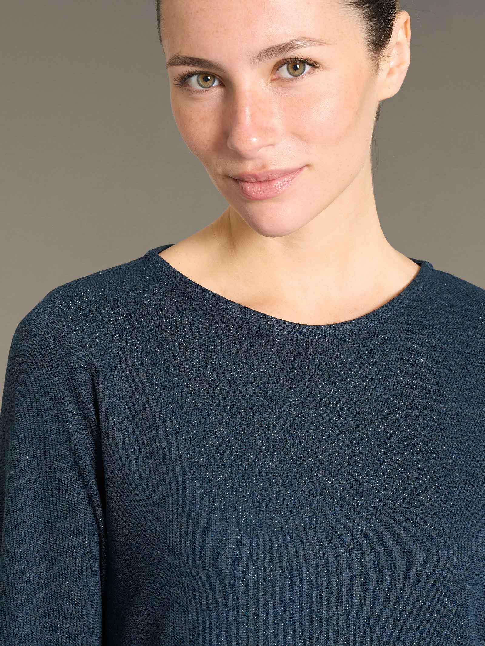 Camicia da notte in Cotton Eco Pile e Lurex - Reflecting Pond - Image 3