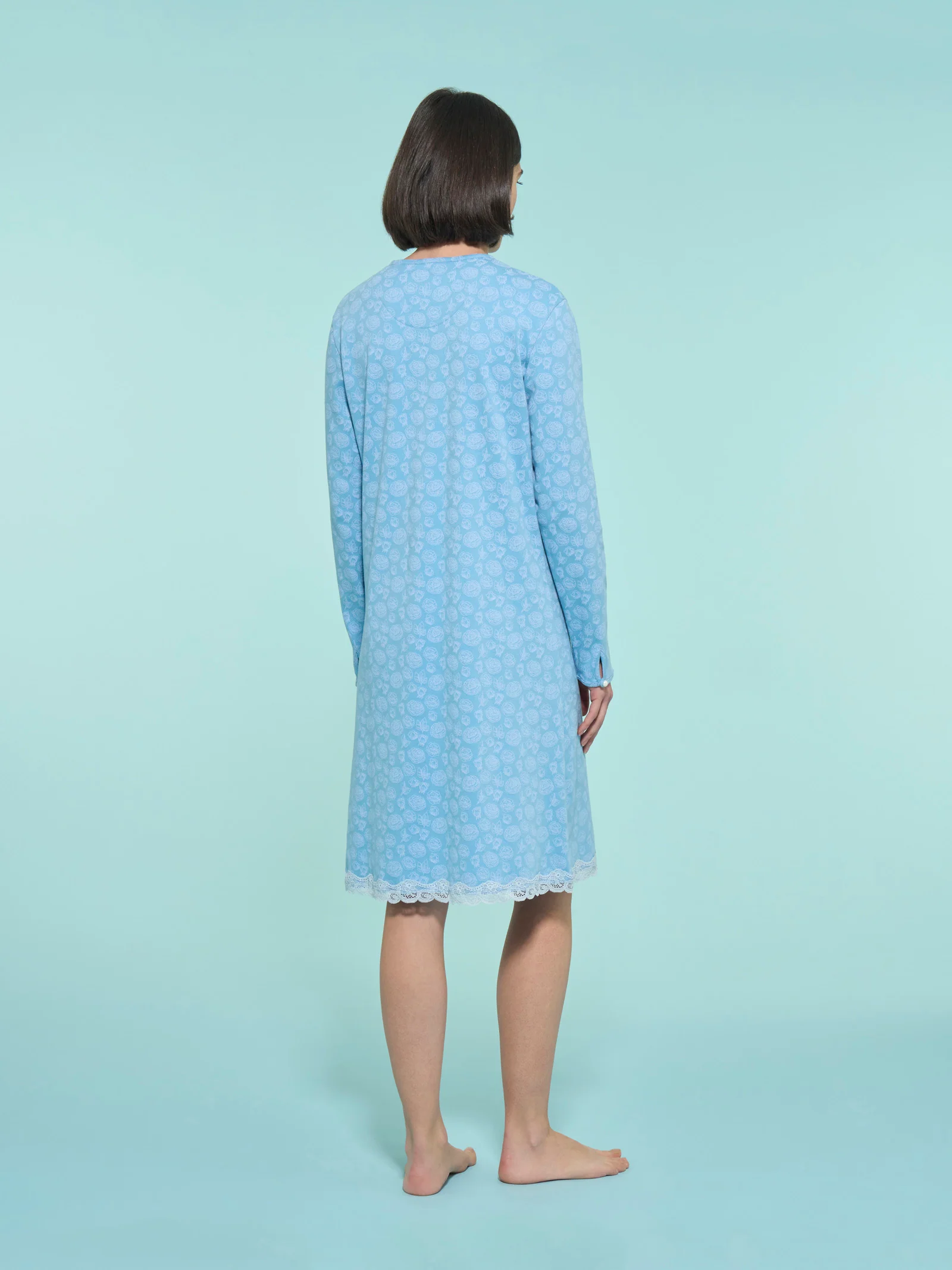 Camicia da notte in interlock di cotone - Fant. Dusk Blue - Image 2