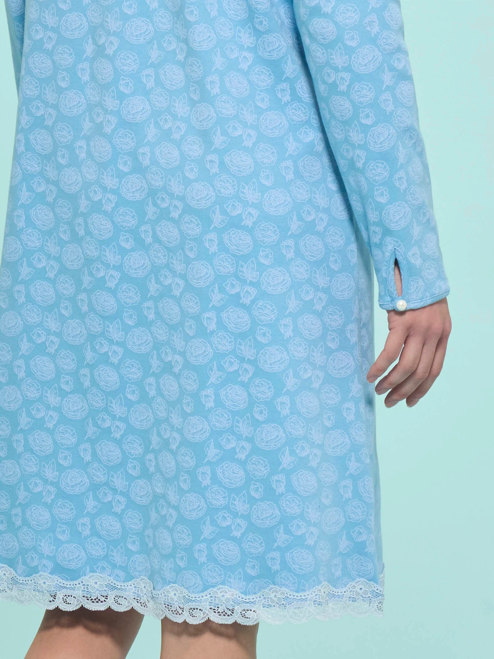 Camicia da notte in interlock di cotone - Fant. Dusk Blue - Image 3