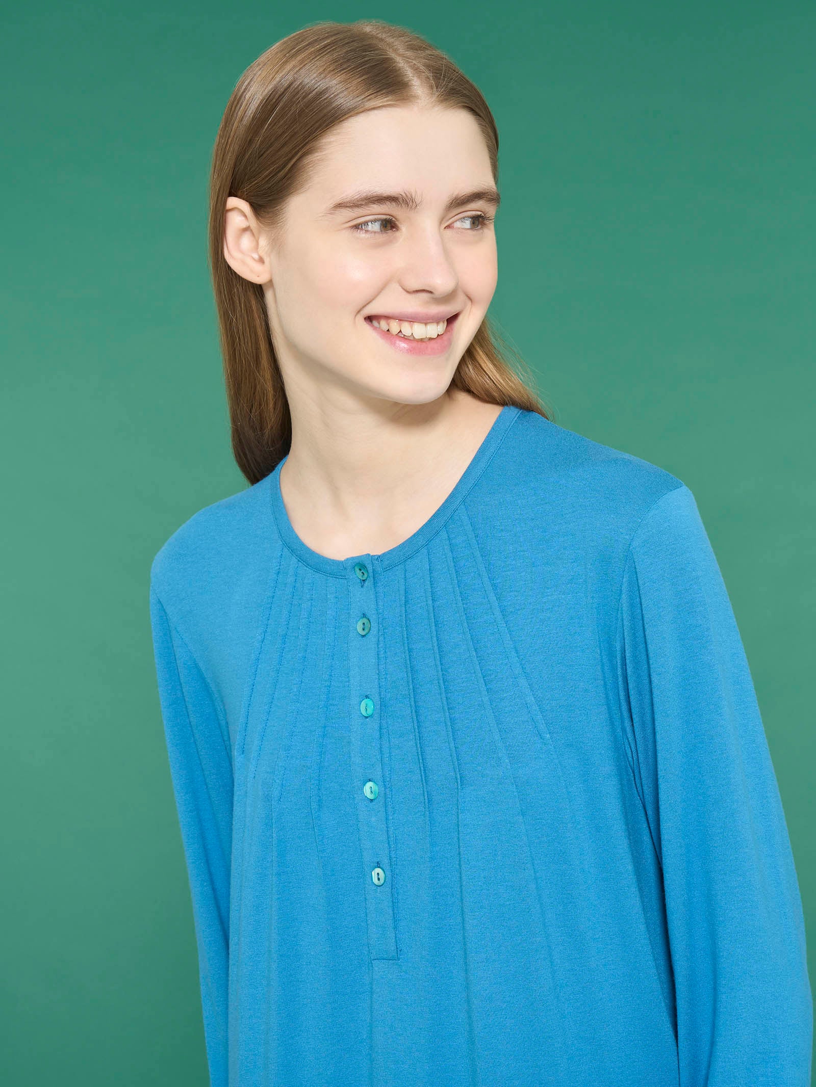 Camicia da notte lunga in interlock micromodal - Vallarta Blue - Image 3