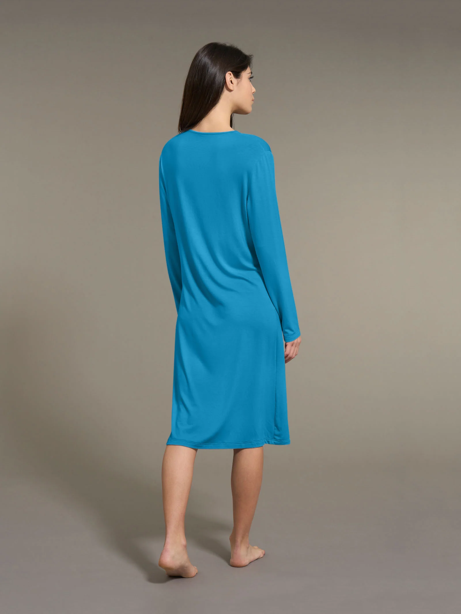 Camicia da notte lunga in interlock micromodal - Vallarta Blue - Image 2