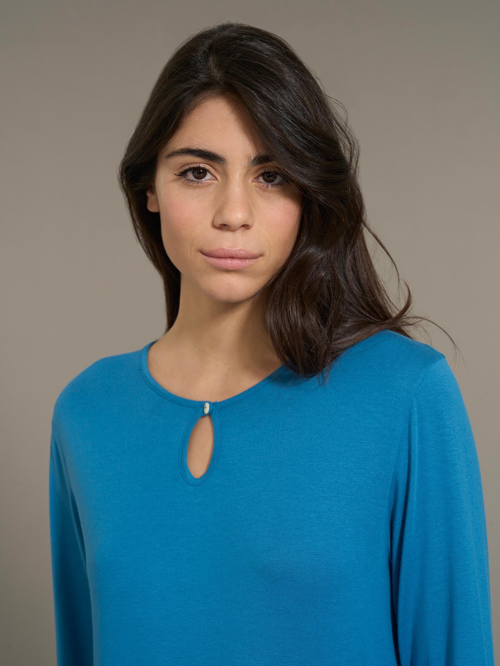 Camicia da notte lunga in interlock micromodal - Vallarta Blue - Image 3