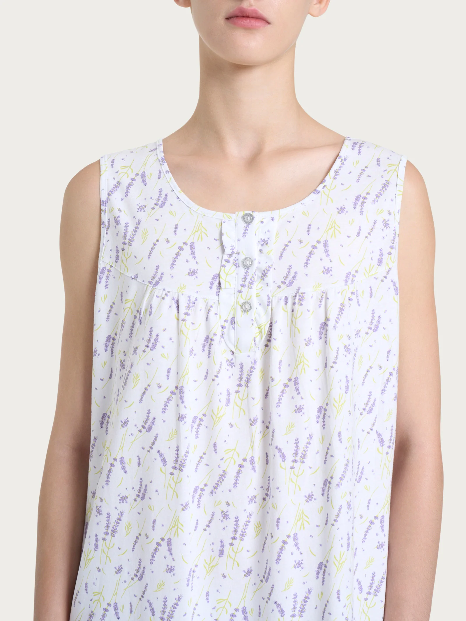 Camicia da notte smanicata con rouche in Jersey di cotone - Fant. Thistle - Image 3