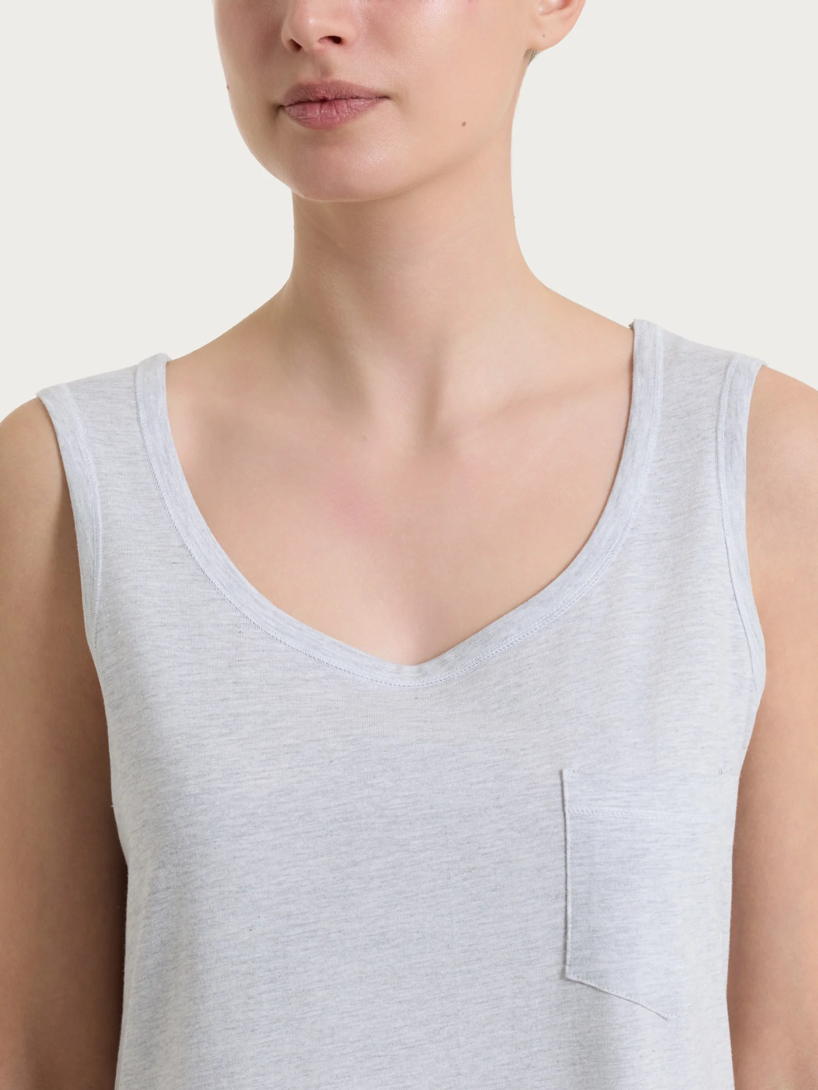 Camicia da notte smanicata in Jersey di Cotone - Ghiaia Mel. - Image 3