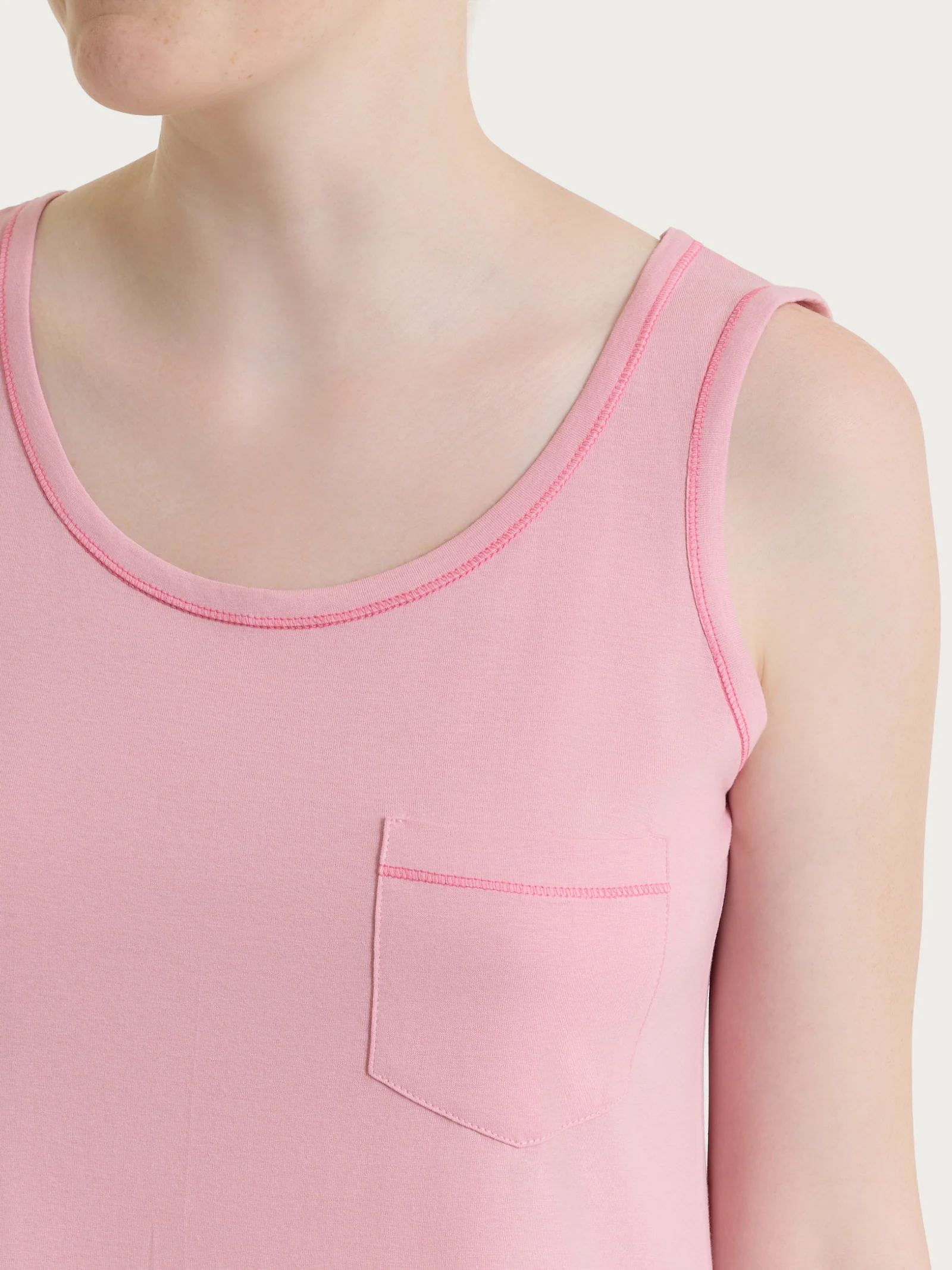 Camicia da notte smanicata in Jersey di Cotone - Cameo Pink - Image 3