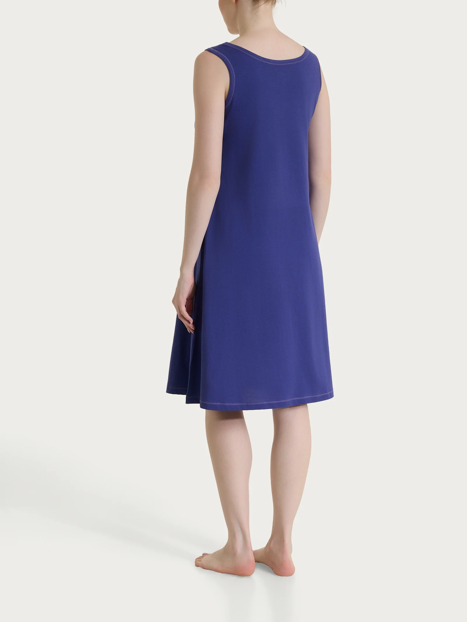 Camicia da notte smanicata in Jersey di Cotone - Navy Blue - Image 2